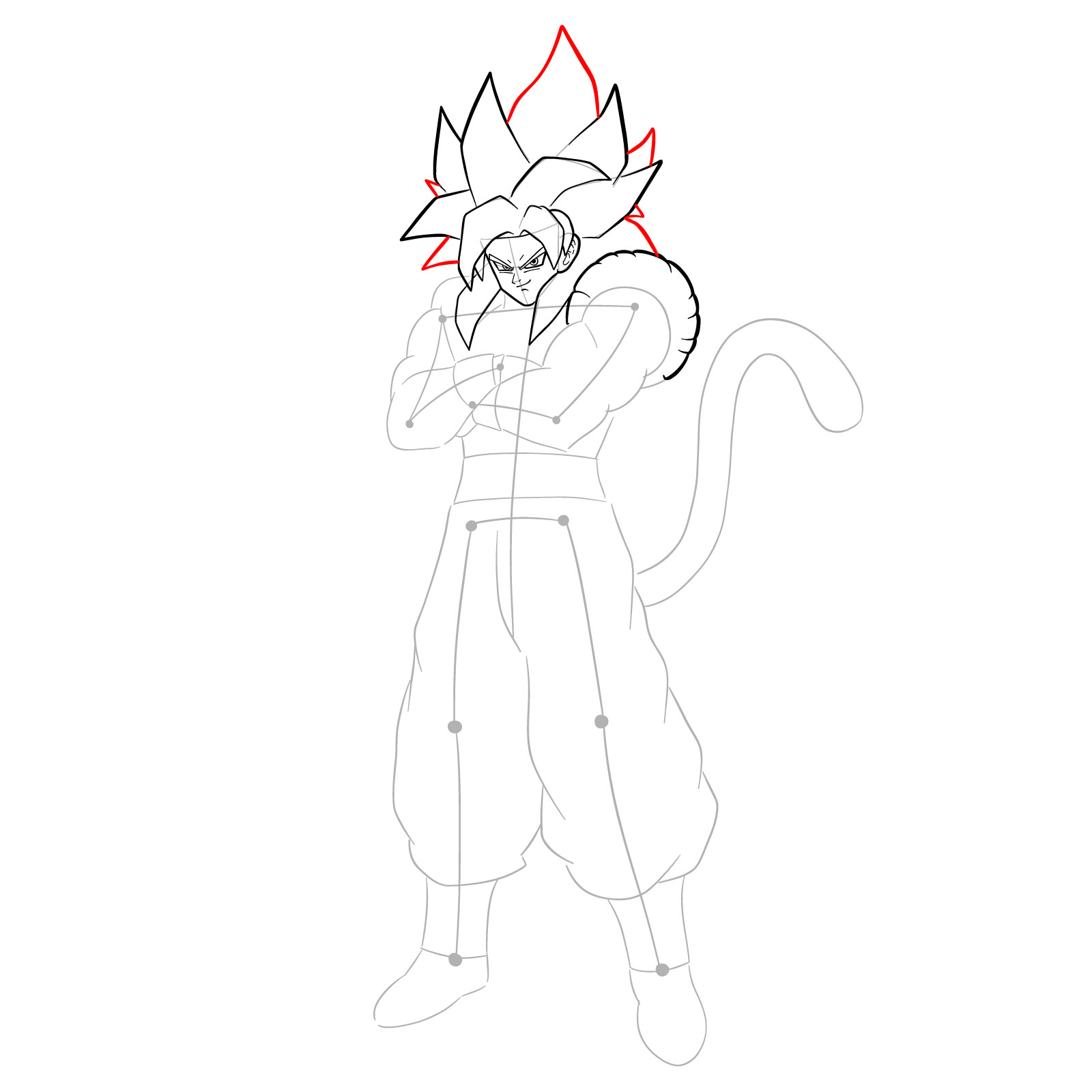 How to draw Gogeta in SS4 form - step 16