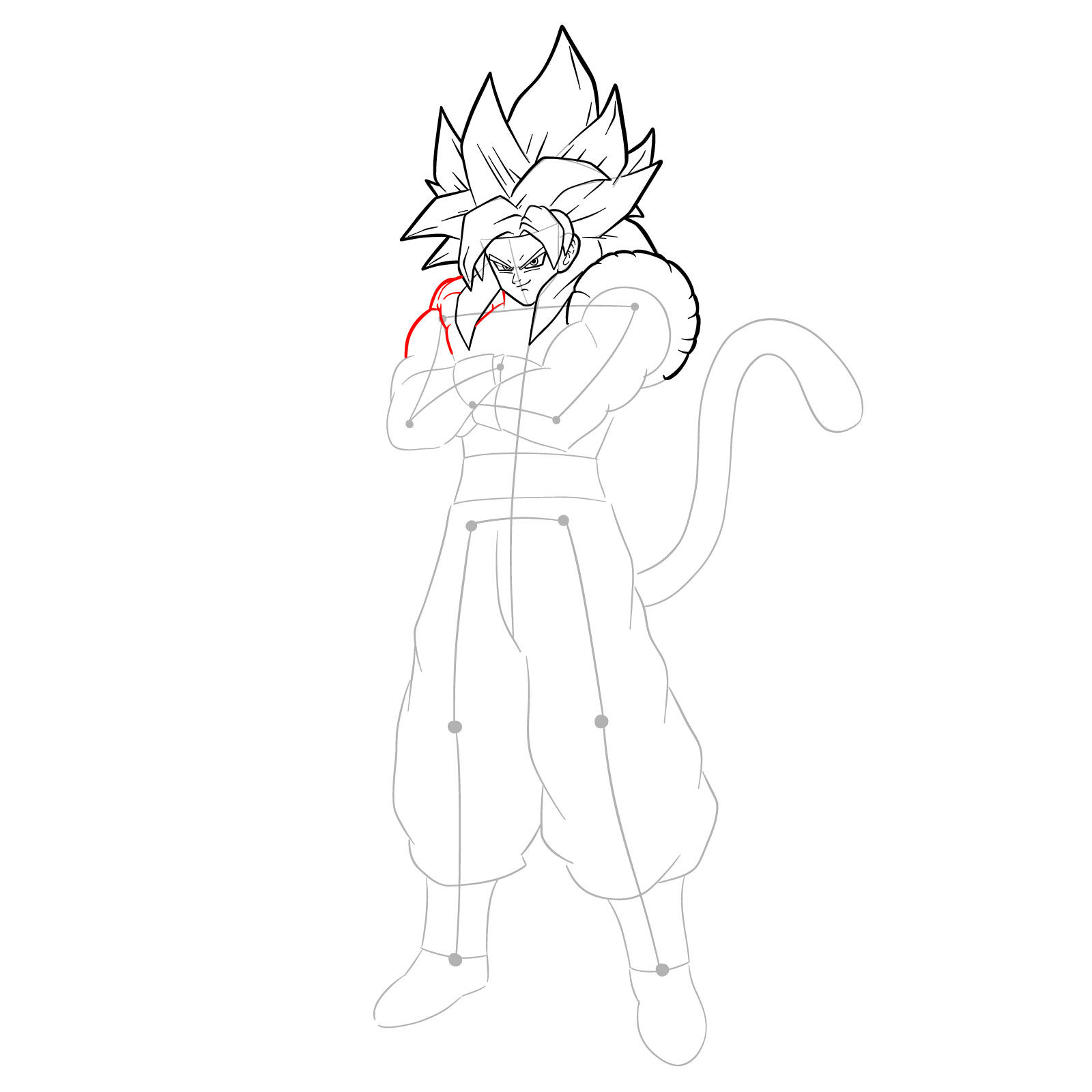 How to draw Gogeta in SS4 form - step 18