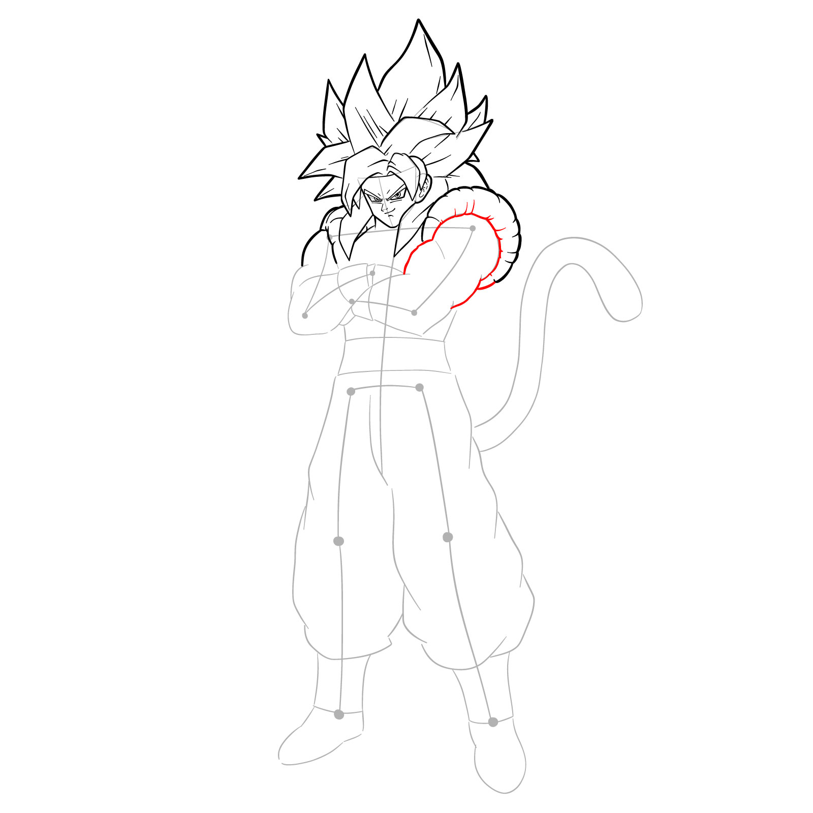 How to draw Gogeta in SS4 form - step 19