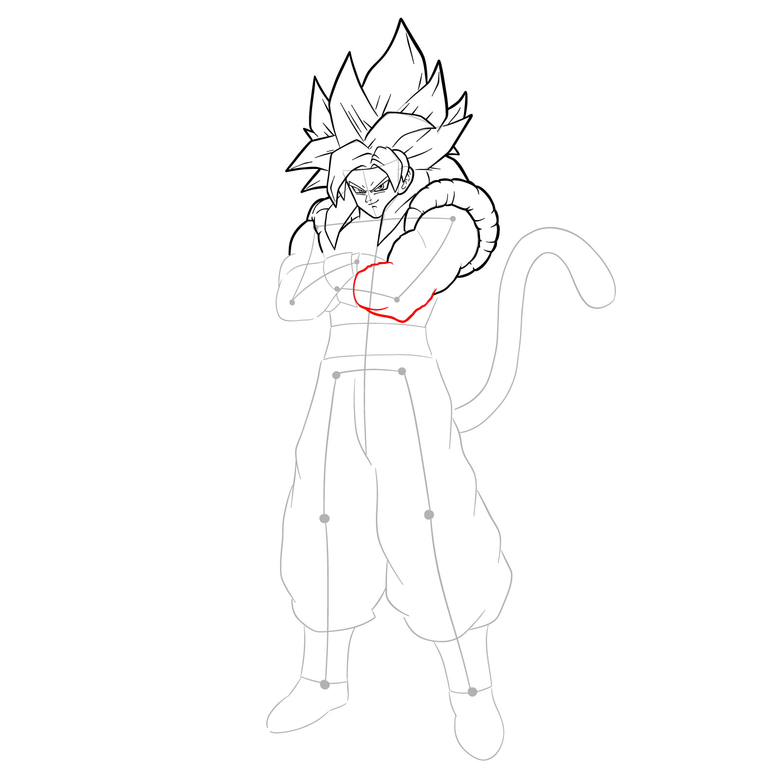 How to draw Gogeta in SS4 form - step 20