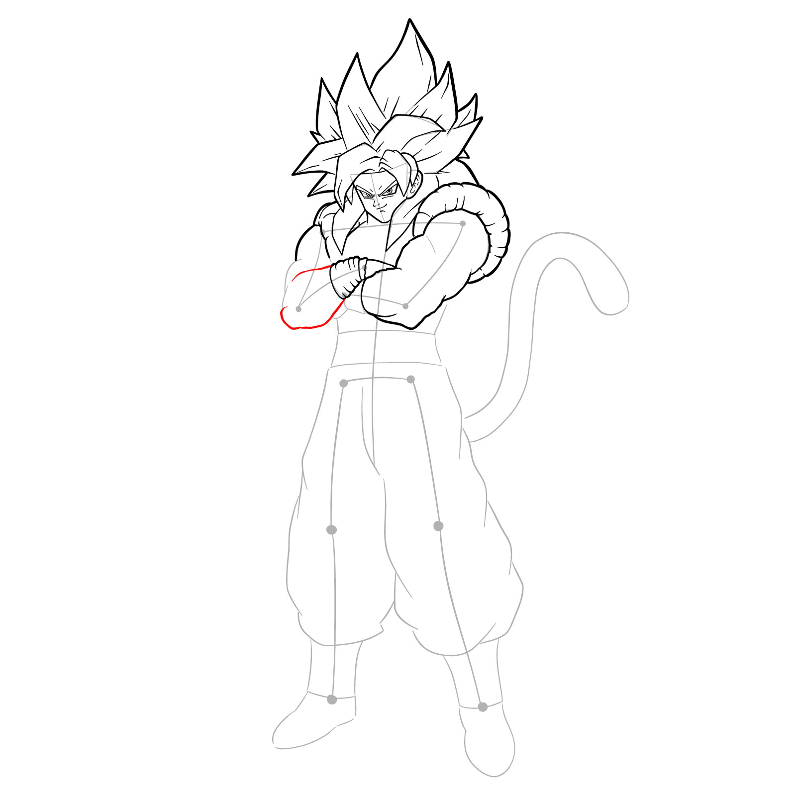 How to draw Gogeta in SS4 form - step 22
