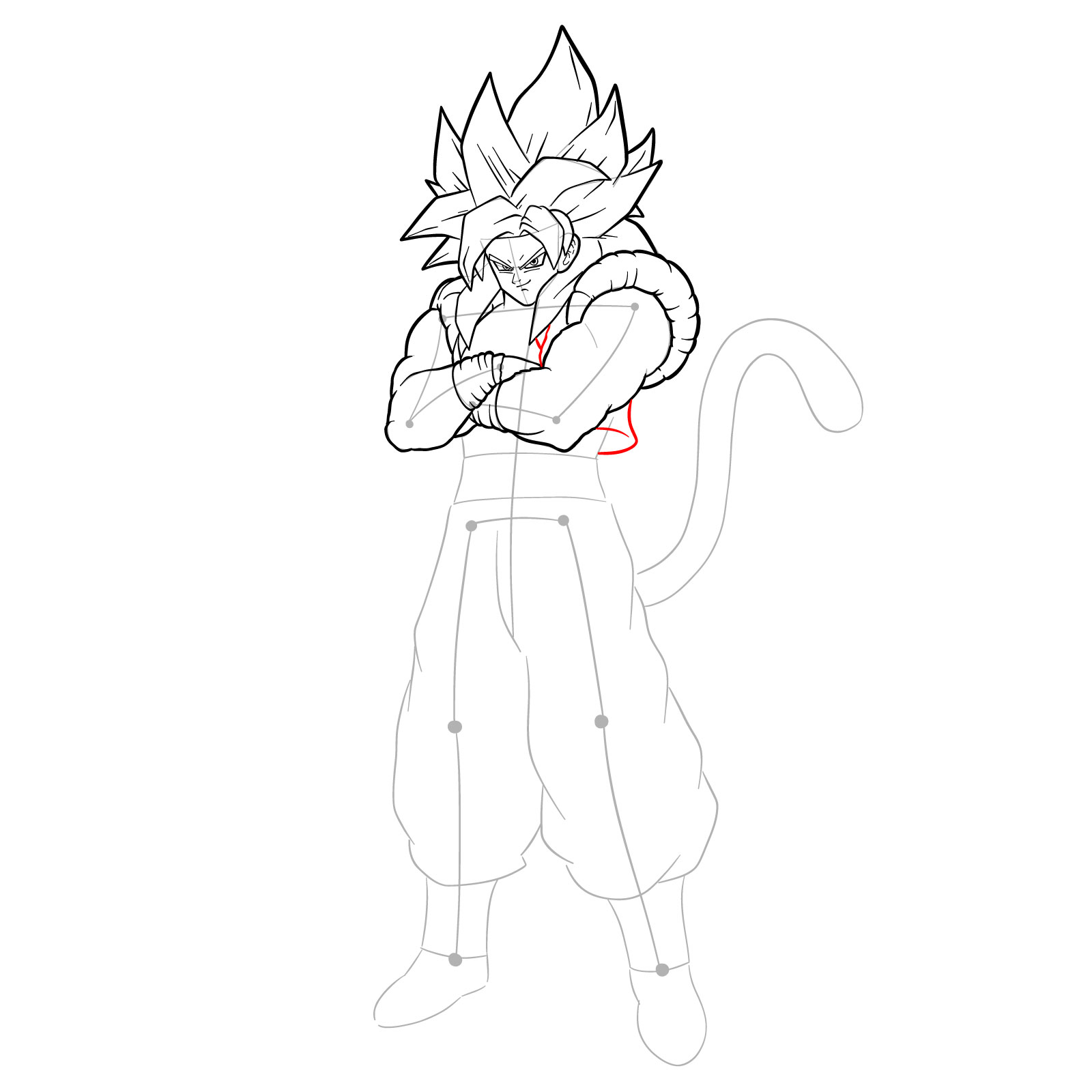 How to draw Gogeta in SS4 form - step 26