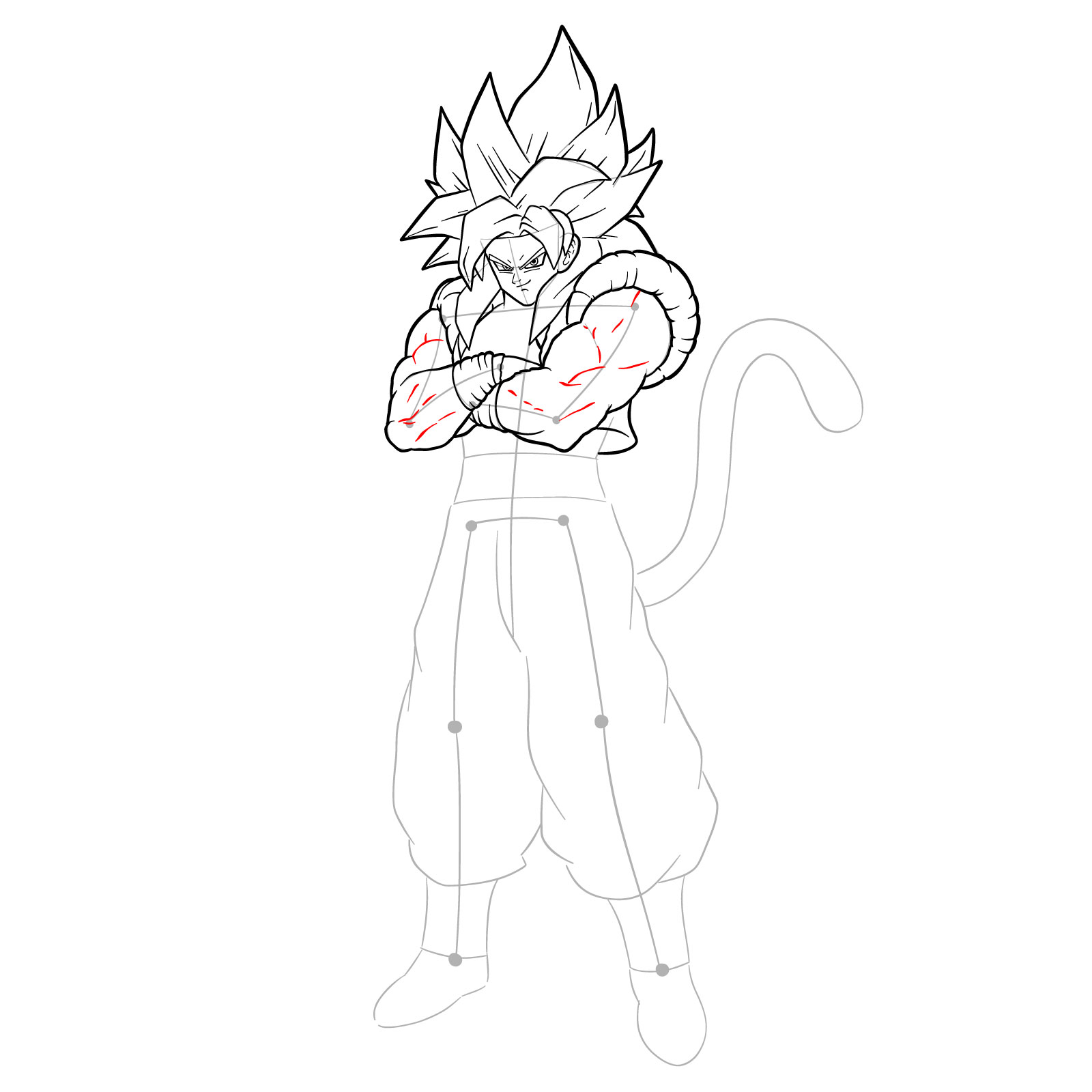 How to draw Gogeta in SS4 form - step 27