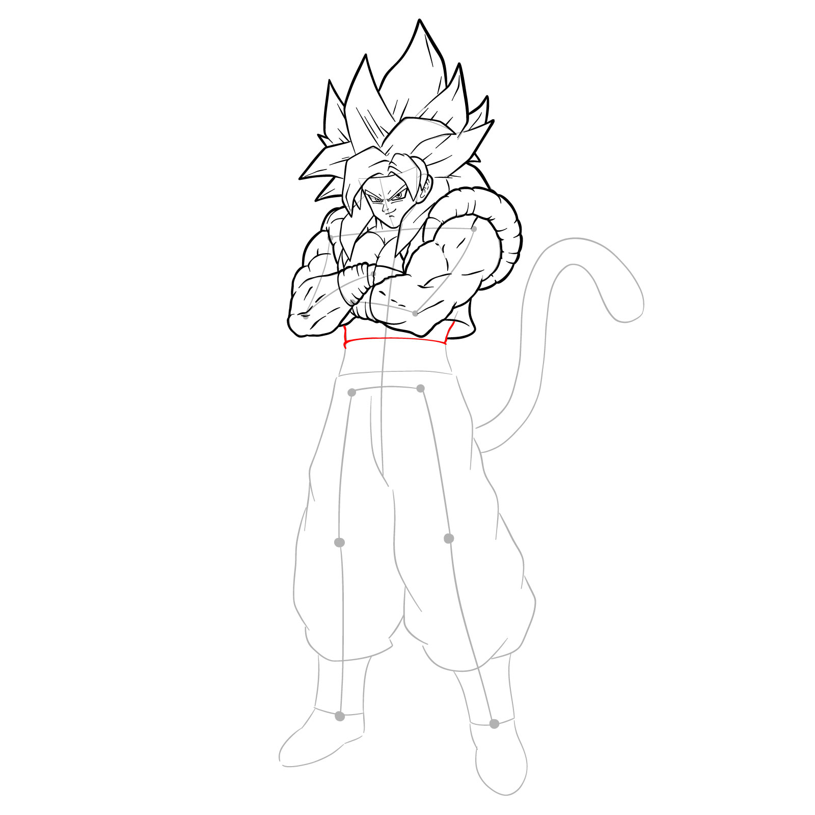 How to draw Gogeta in SS4 form - step 29