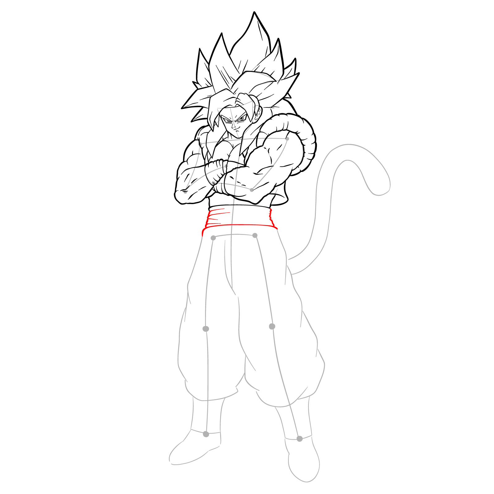 How to draw Gogeta in SS4 form - step 30