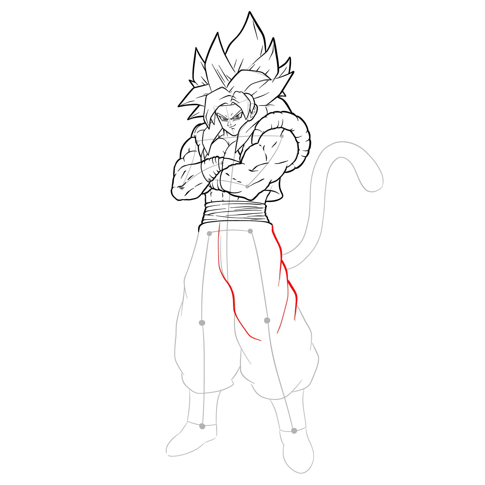 How to draw Gogeta in SS4 form - step 32