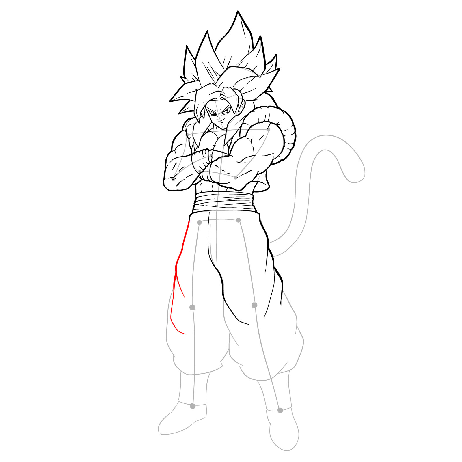 How to draw Gogeta in SS4 form - step 33