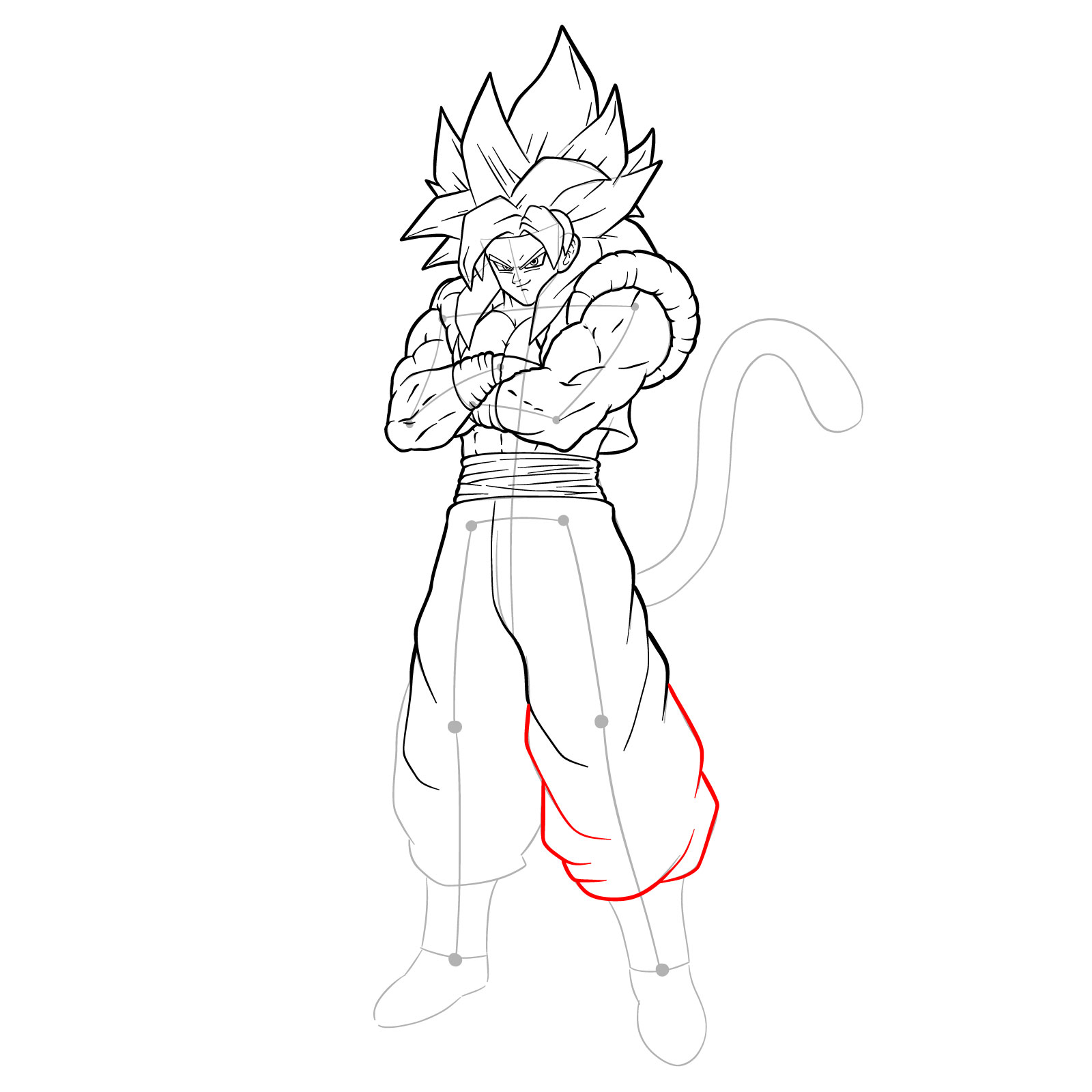 How to draw Gogeta in SS4 form - step 34