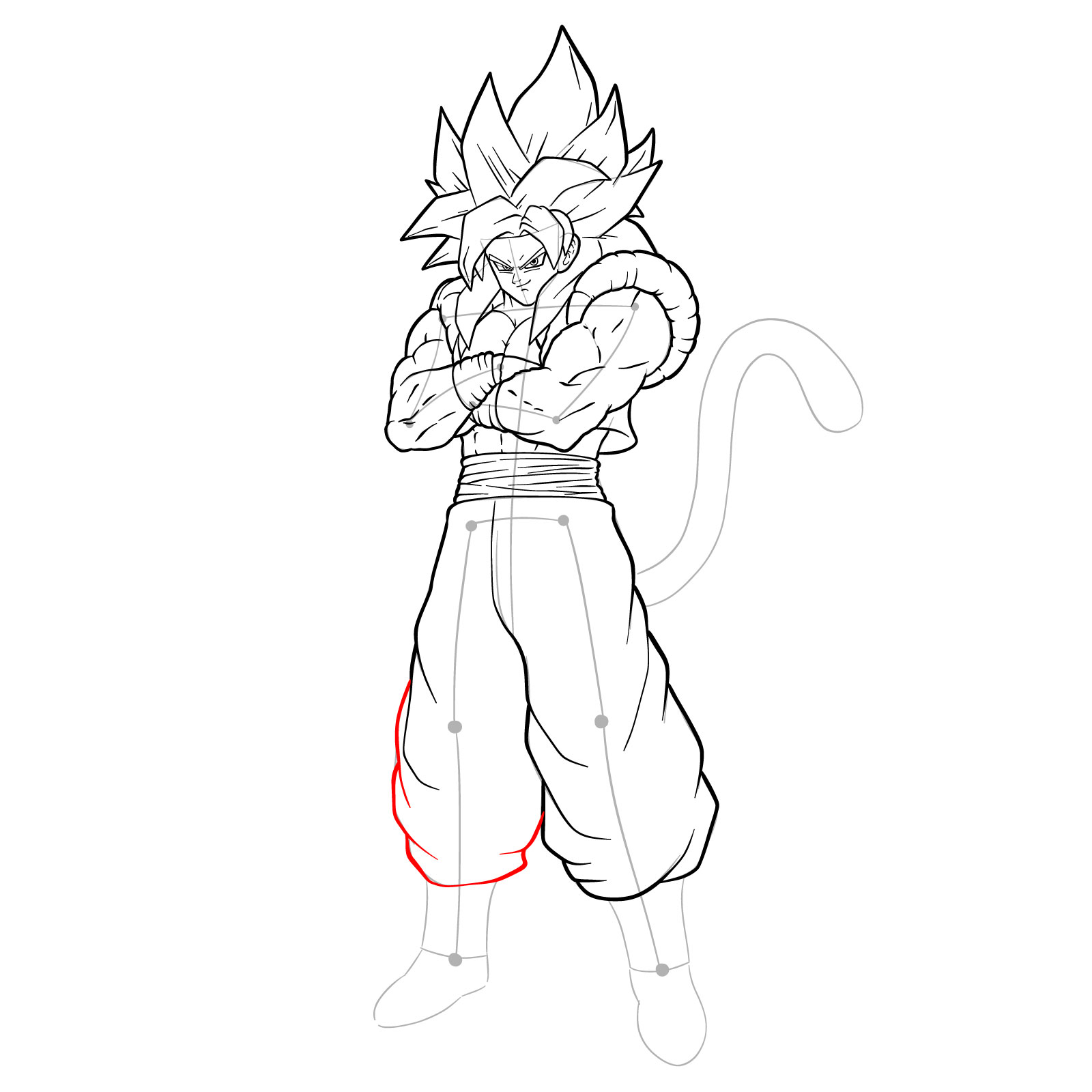 How to draw Gogeta in SS4 form - step 35