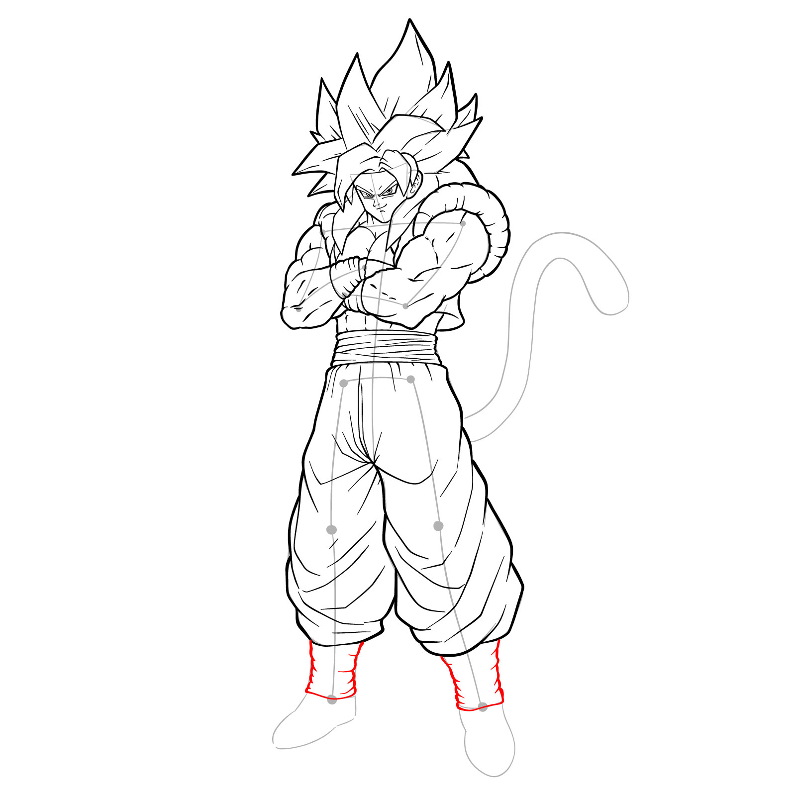 How to draw Gogeta in SS4 form - step 37