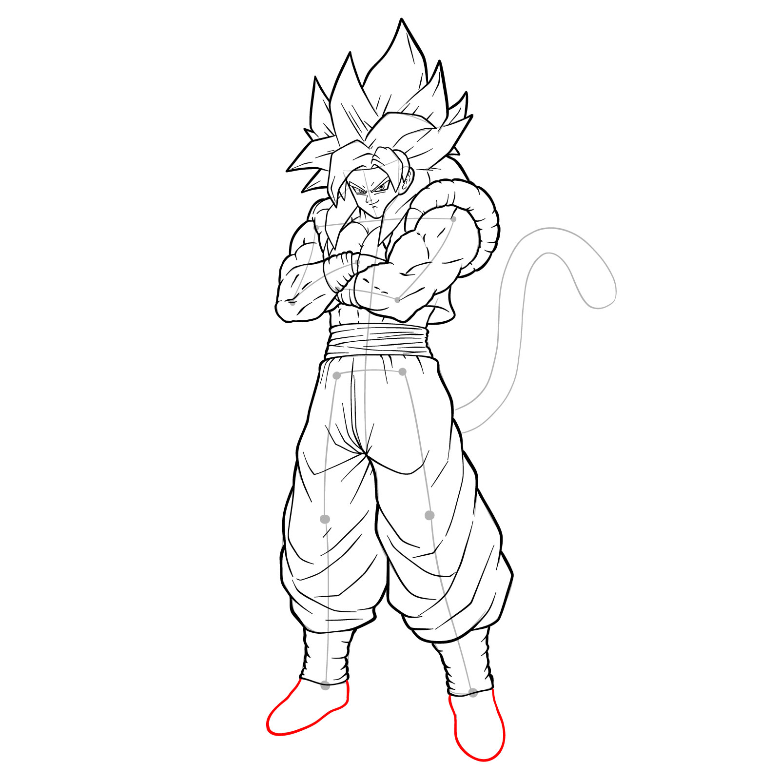 How to draw Gogeta in SS4 form - step 38