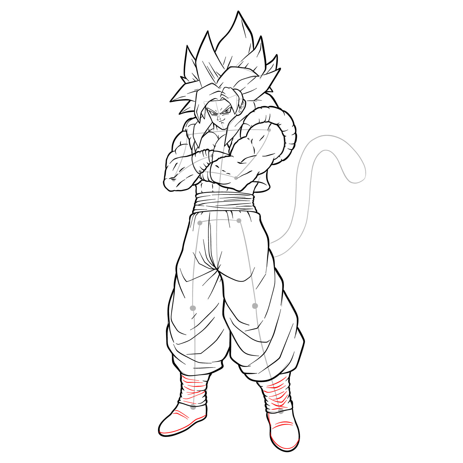 How to draw Gogeta in SS4 form - step 39