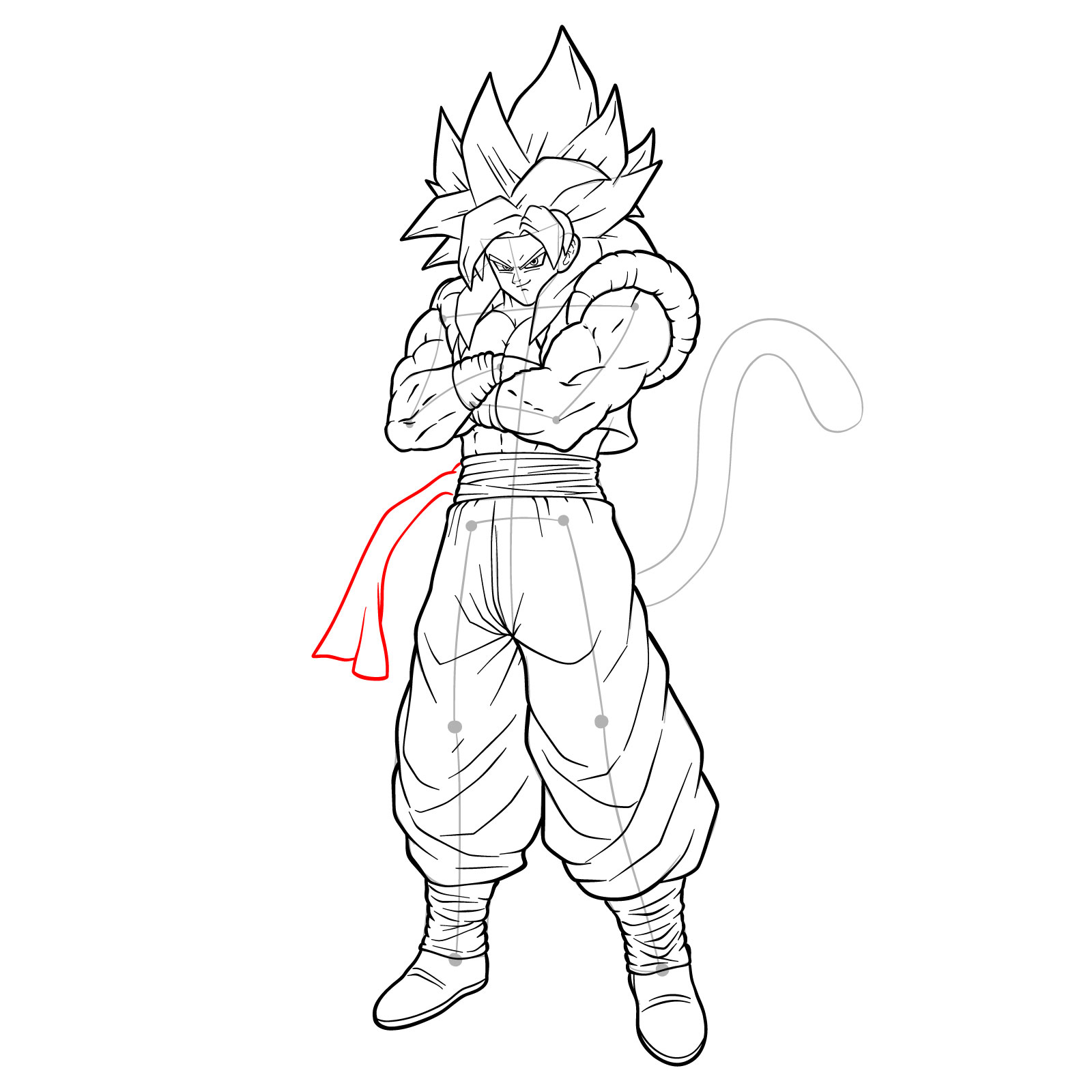 How to draw Gogeta in SS4 form - step 40