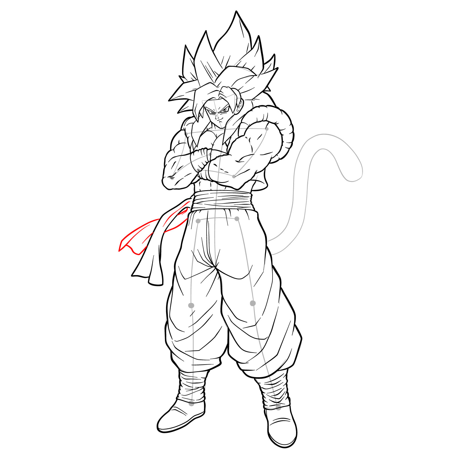 How to draw Gogeta in SS4 form - step 41