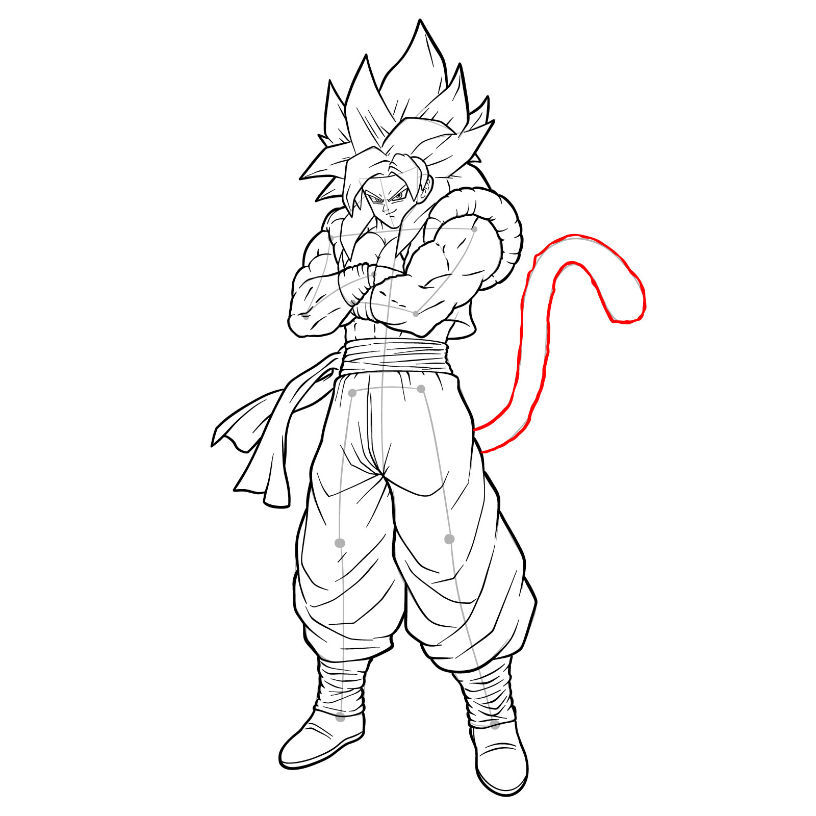 How to draw Gogeta in SS4 form - step 42