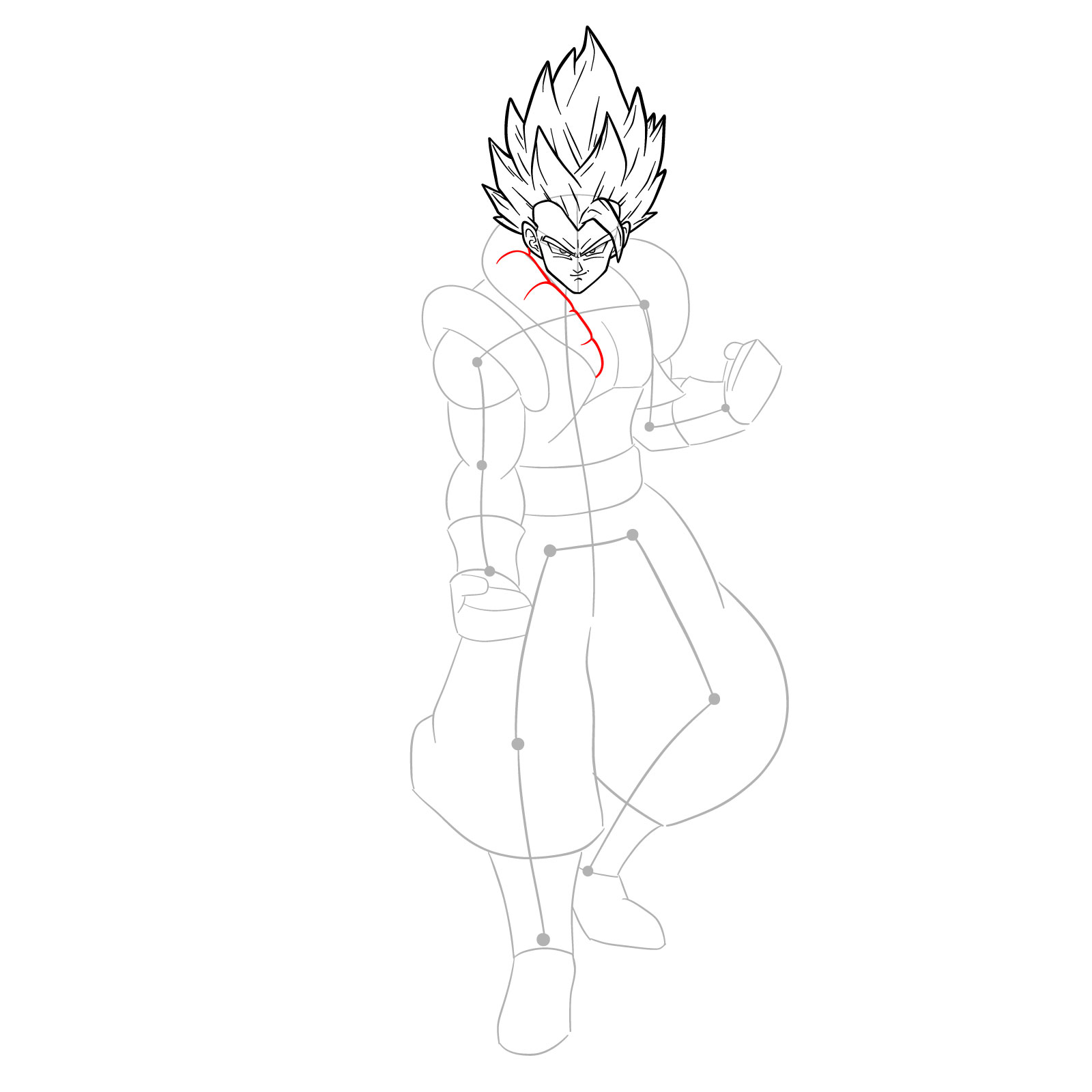 How to draw Gogeta Super Saiyan Blue - step 15