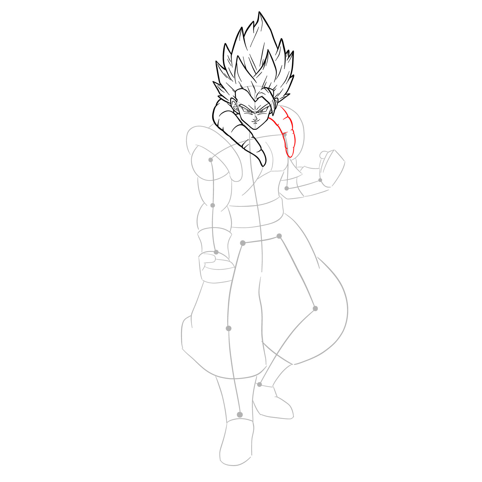 How to draw Gogeta Super Saiyan Blue - step 17