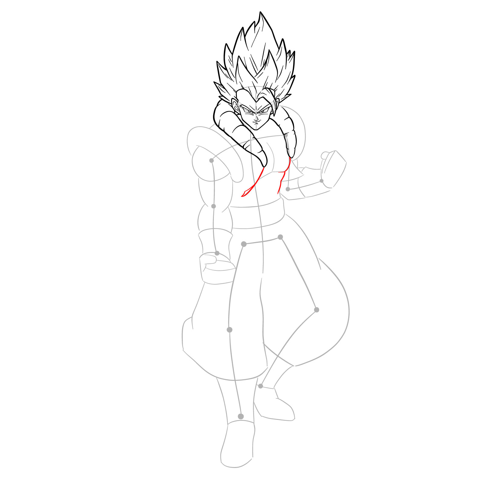 How to draw Gogeta Super Saiyan Blue - step 18