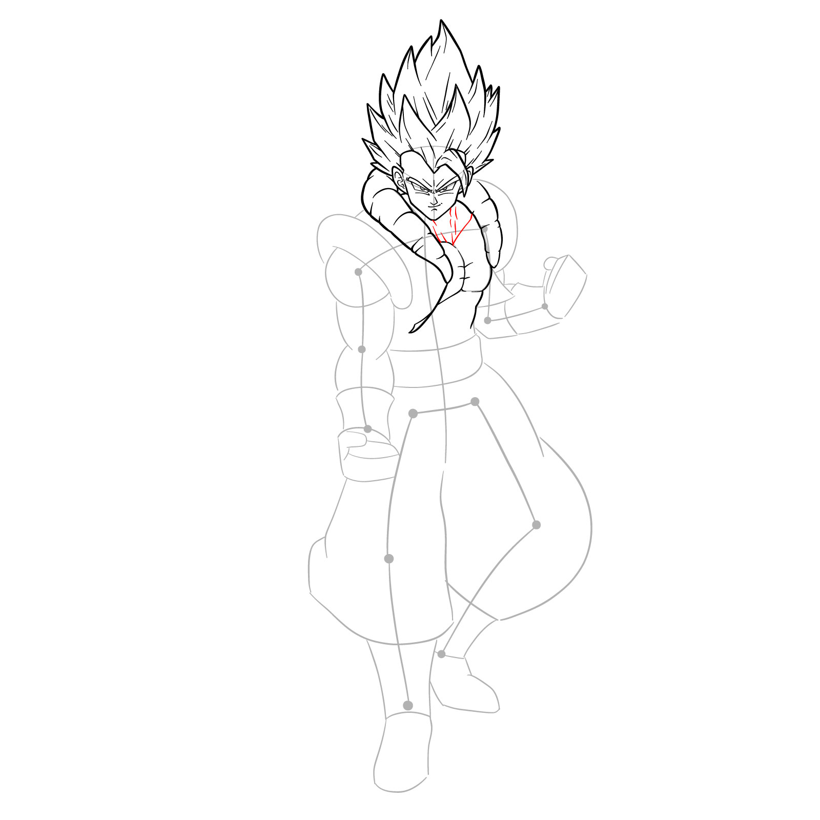 How to draw Gogeta Super Saiyan Blue - step 20