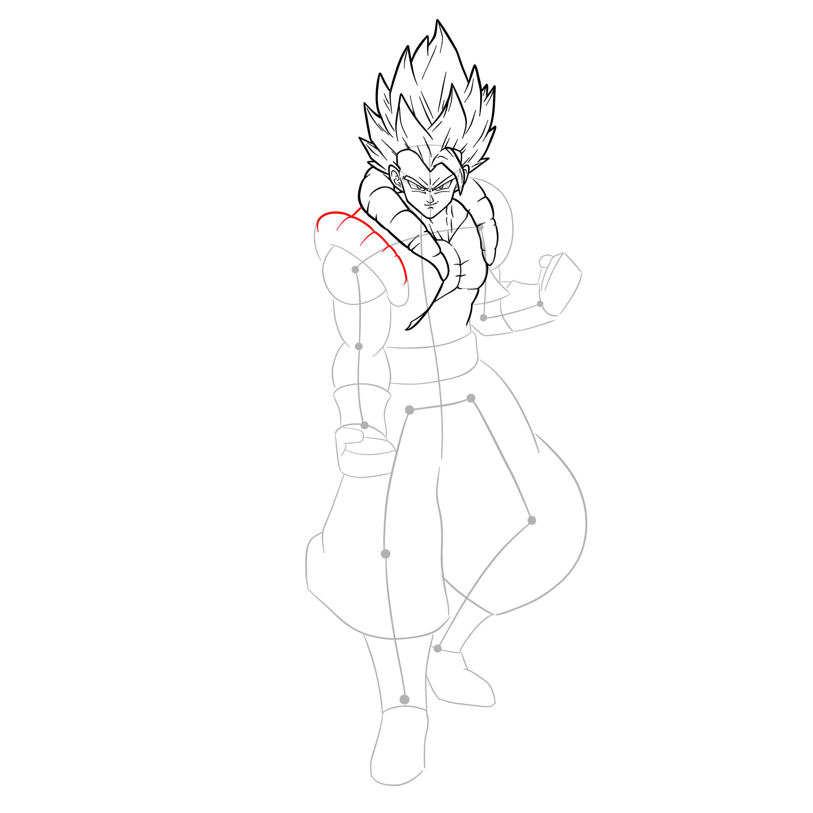 How to draw Gogeta Super Saiyan Blue - step 21