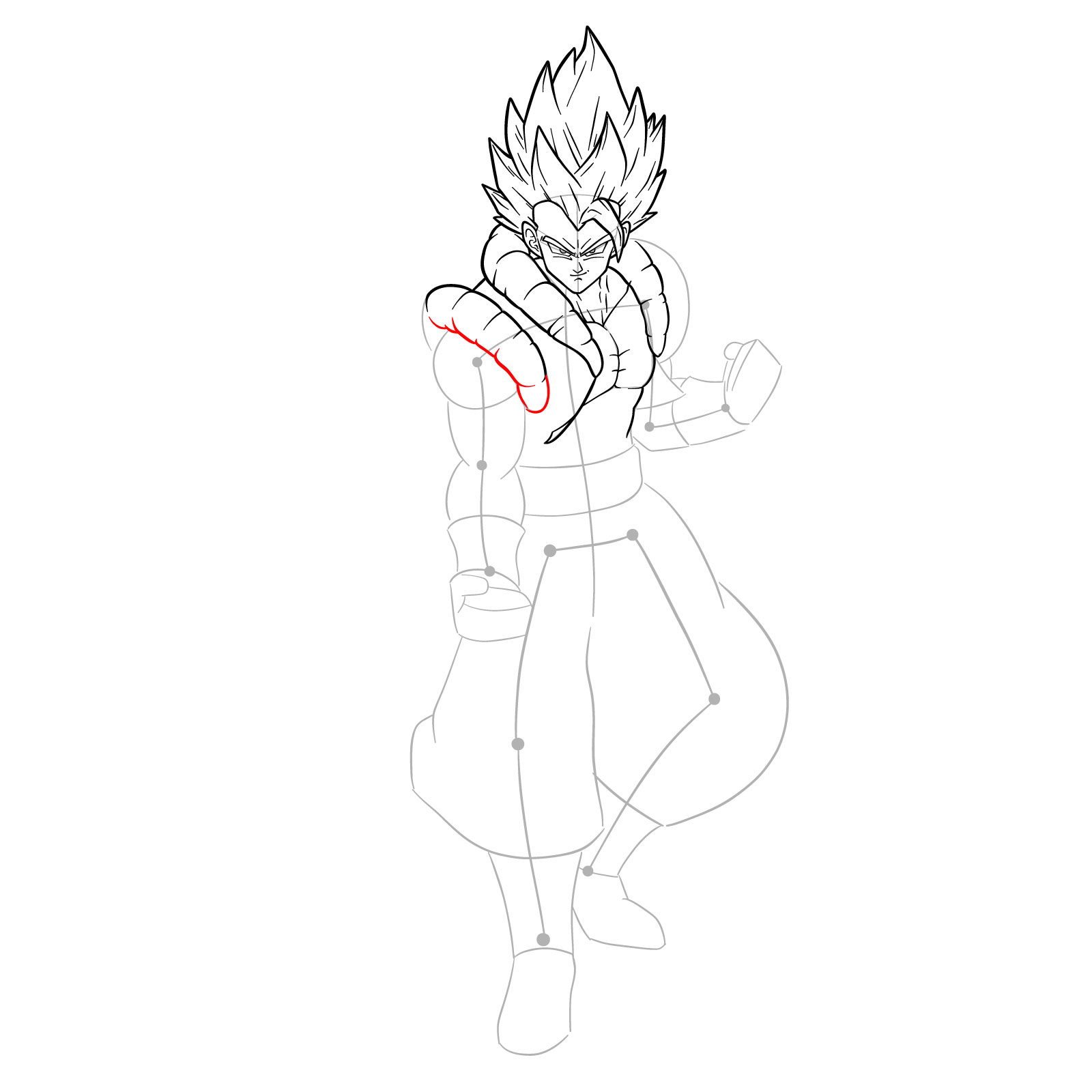 How to draw Gogeta Super Saiyan Blue - step 22