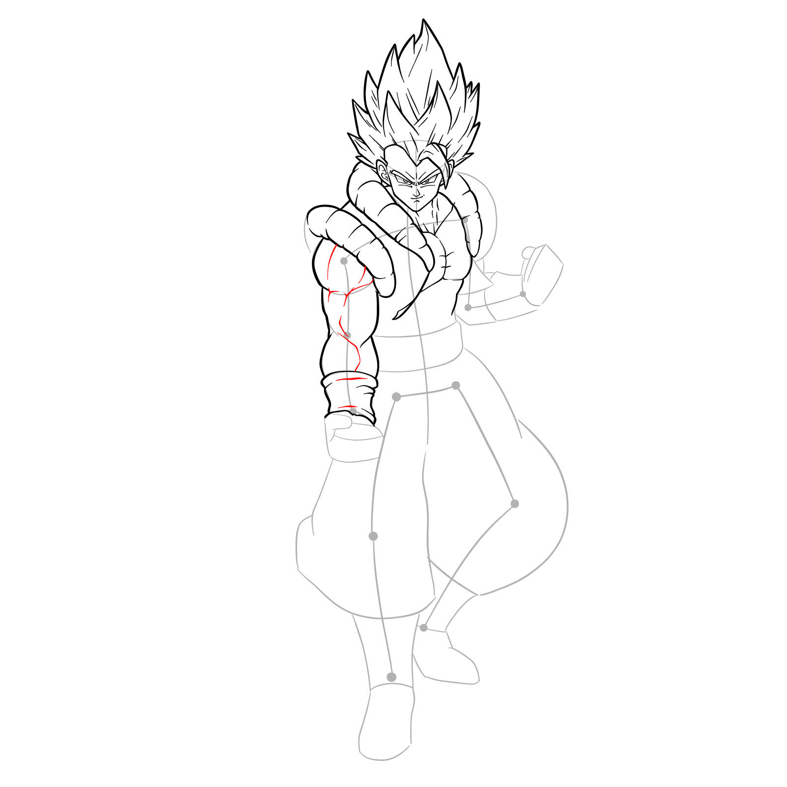 How to draw Gogeta Super Saiyan Blue - step 25