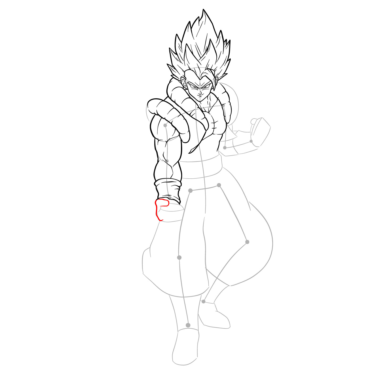 How to draw Gogeta Super Saiyan Blue - step 26