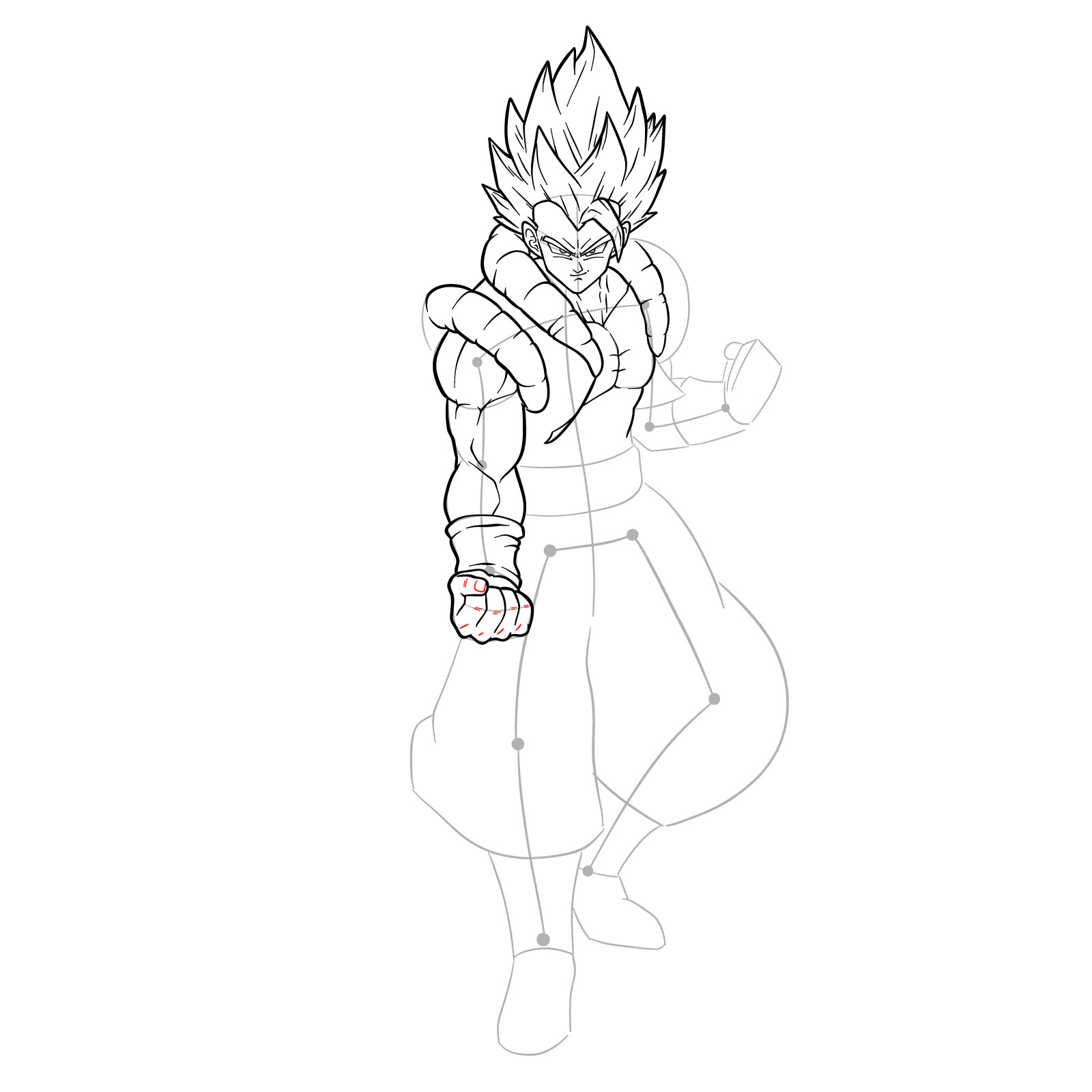 How to draw Gogeta Super Saiyan Blue - step 28