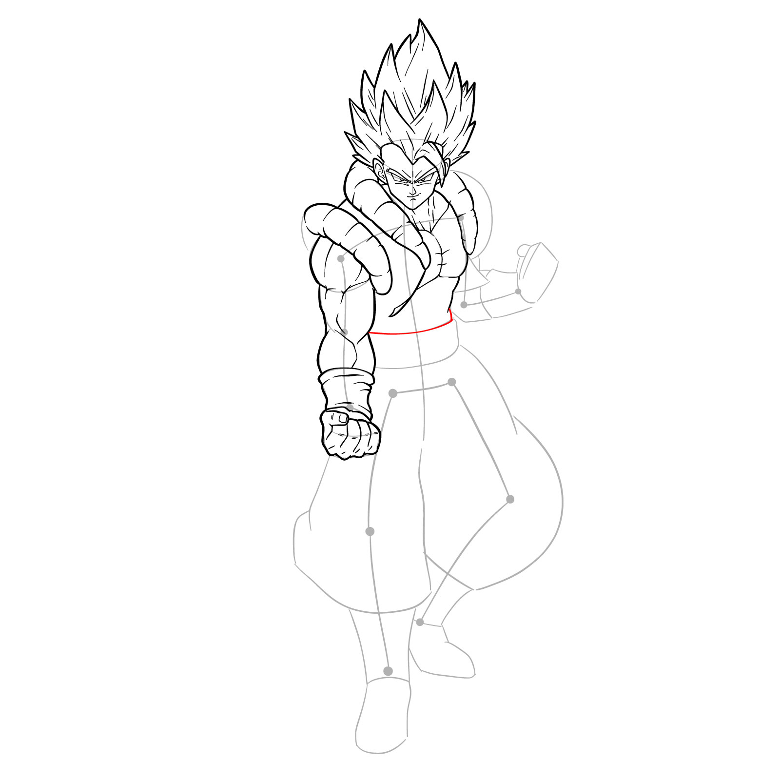 How to draw Gogeta Super Saiyan Blue - step 29