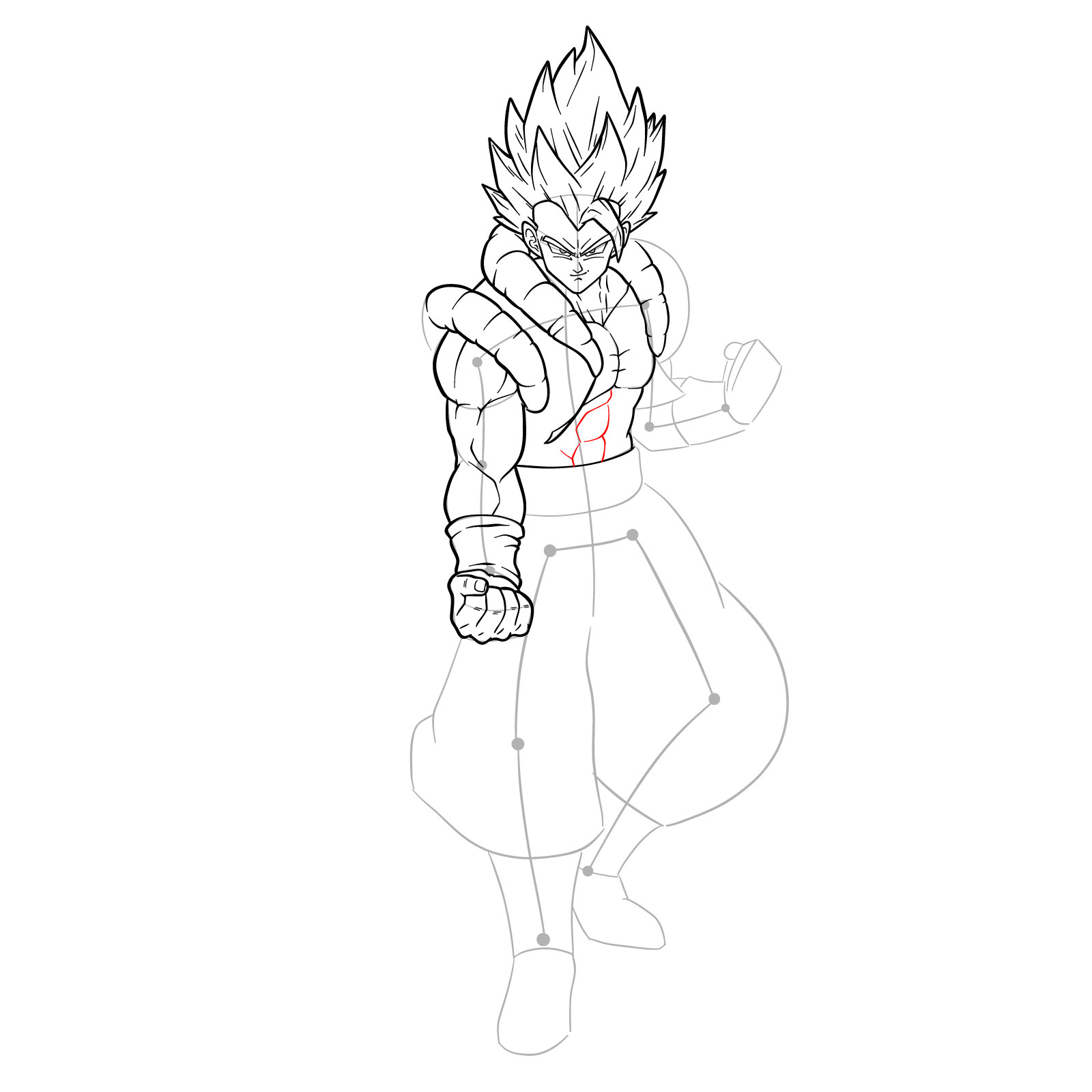 How to draw Gogeta Super Saiyan Blue - step 30