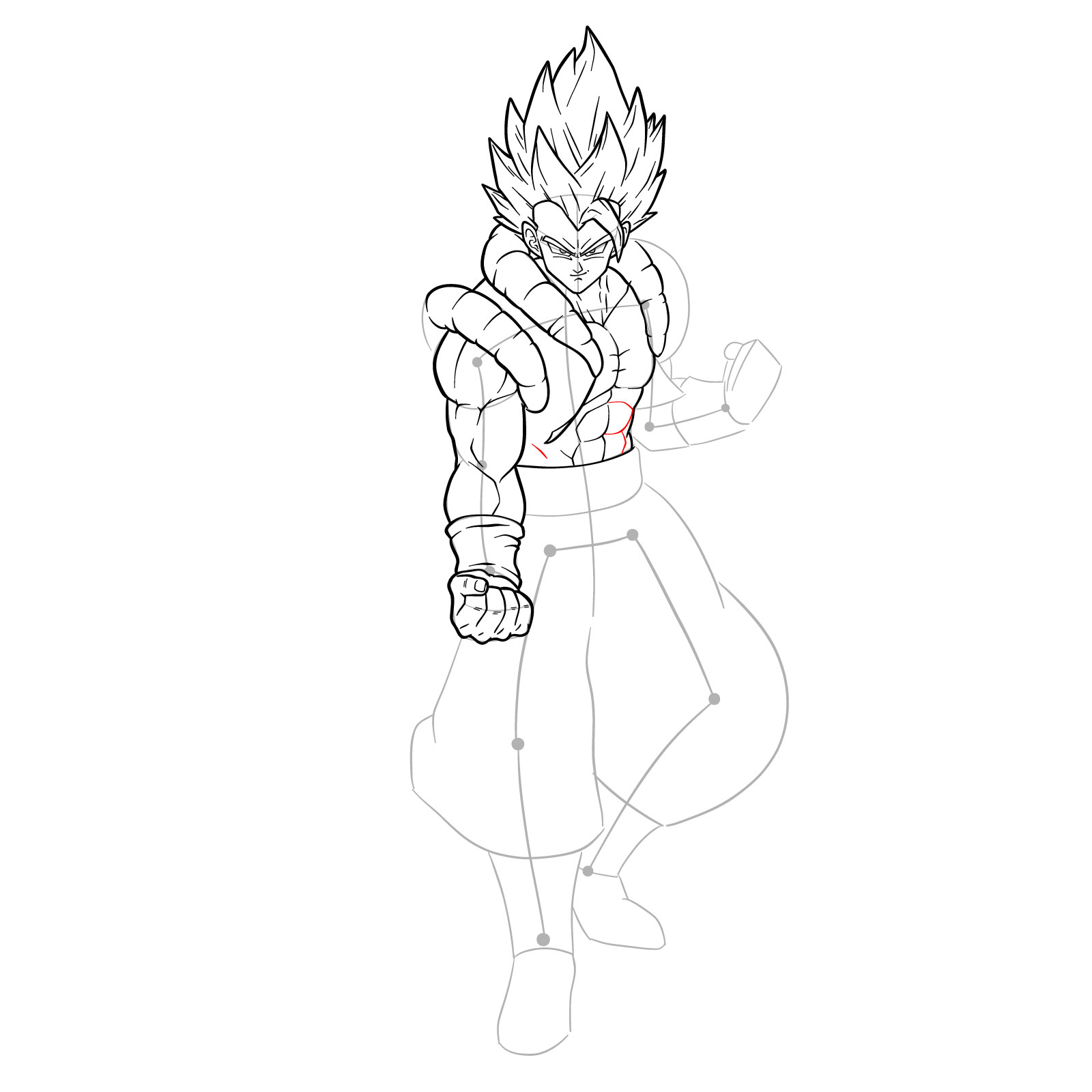 How to draw Gogeta Super Saiyan Blue - step 31