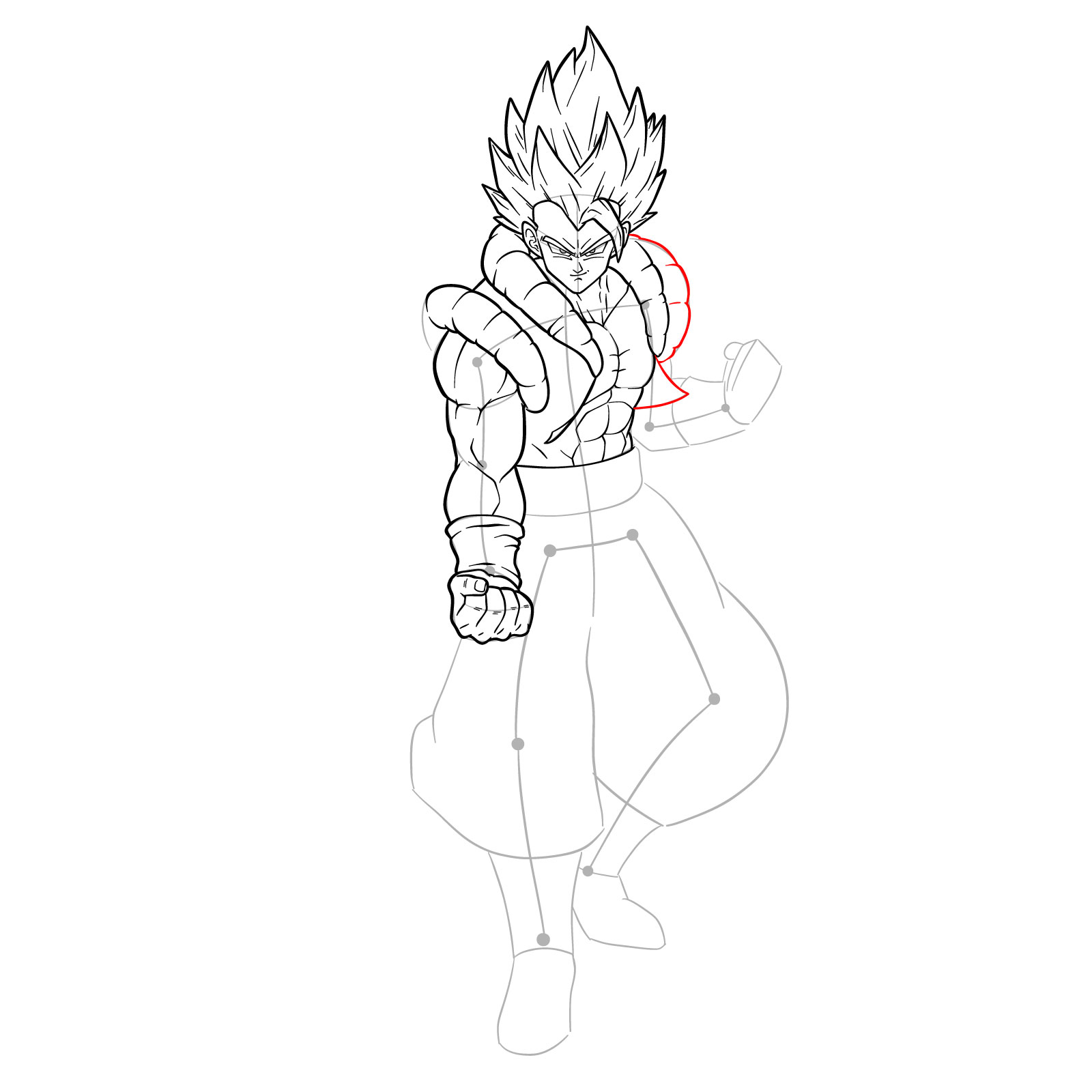 How to draw Gogeta Super Saiyan Blue - step 32