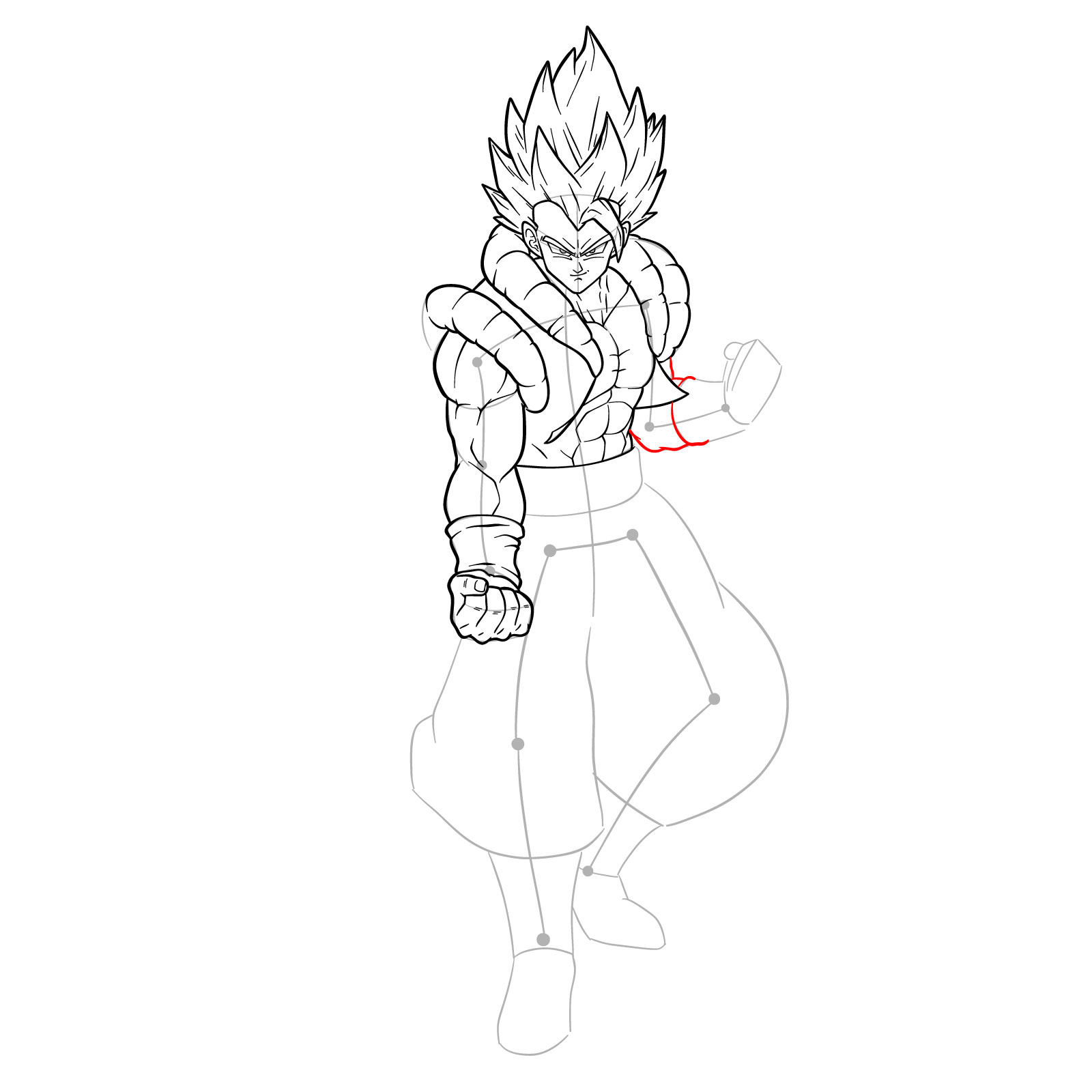 How to draw Gogeta Super Saiyan Blue - step 33