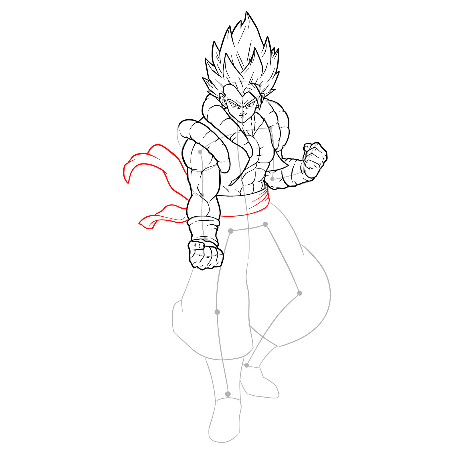 How to draw Gogeta Super Saiyan Blue - step 37