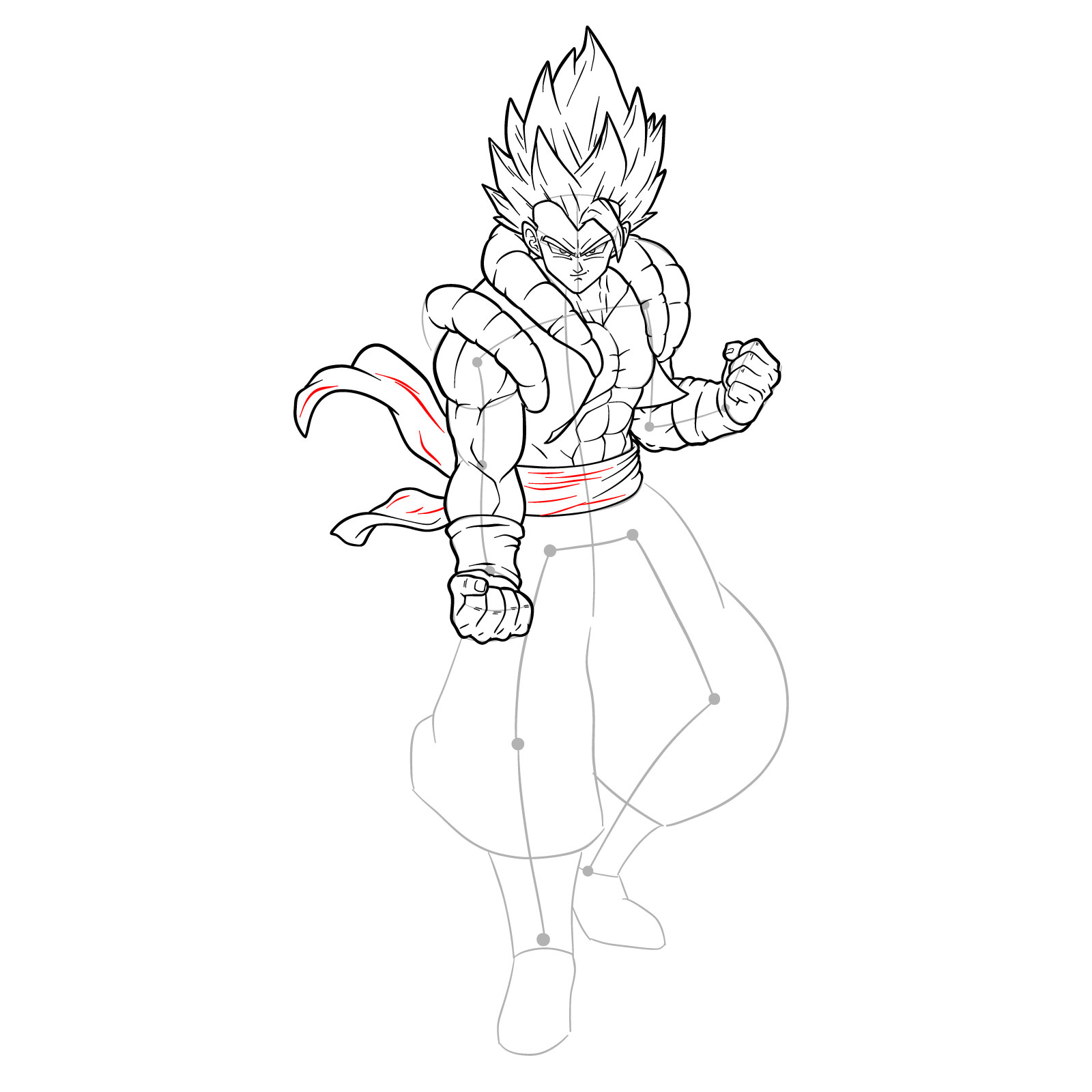 How to draw Gogeta Super Saiyan Blue - step 38