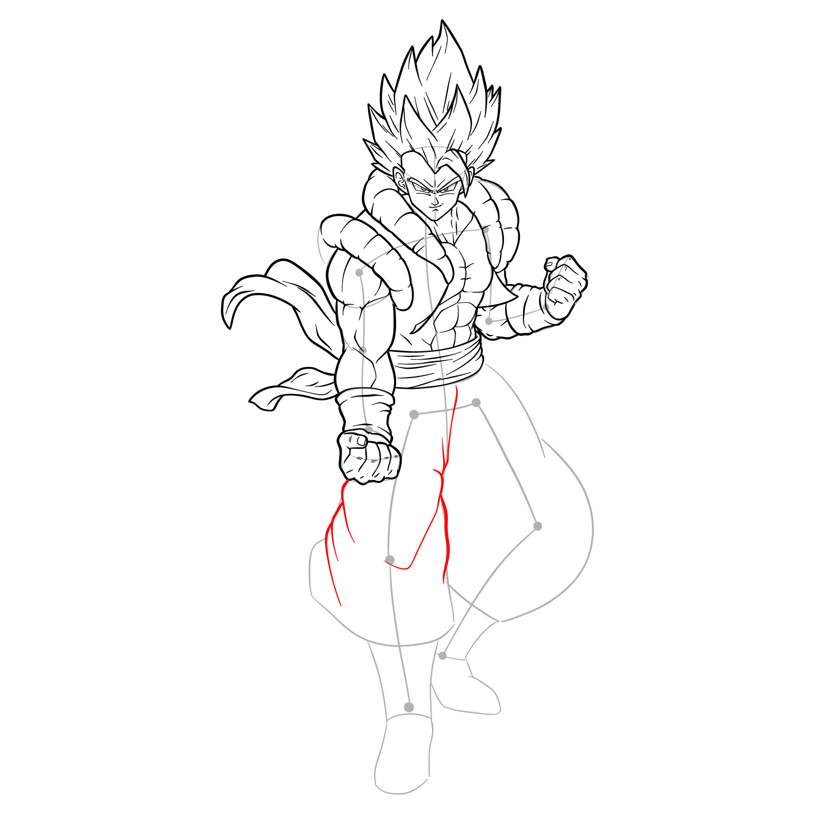 How to draw Gogeta Super Saiyan Blue - step 39