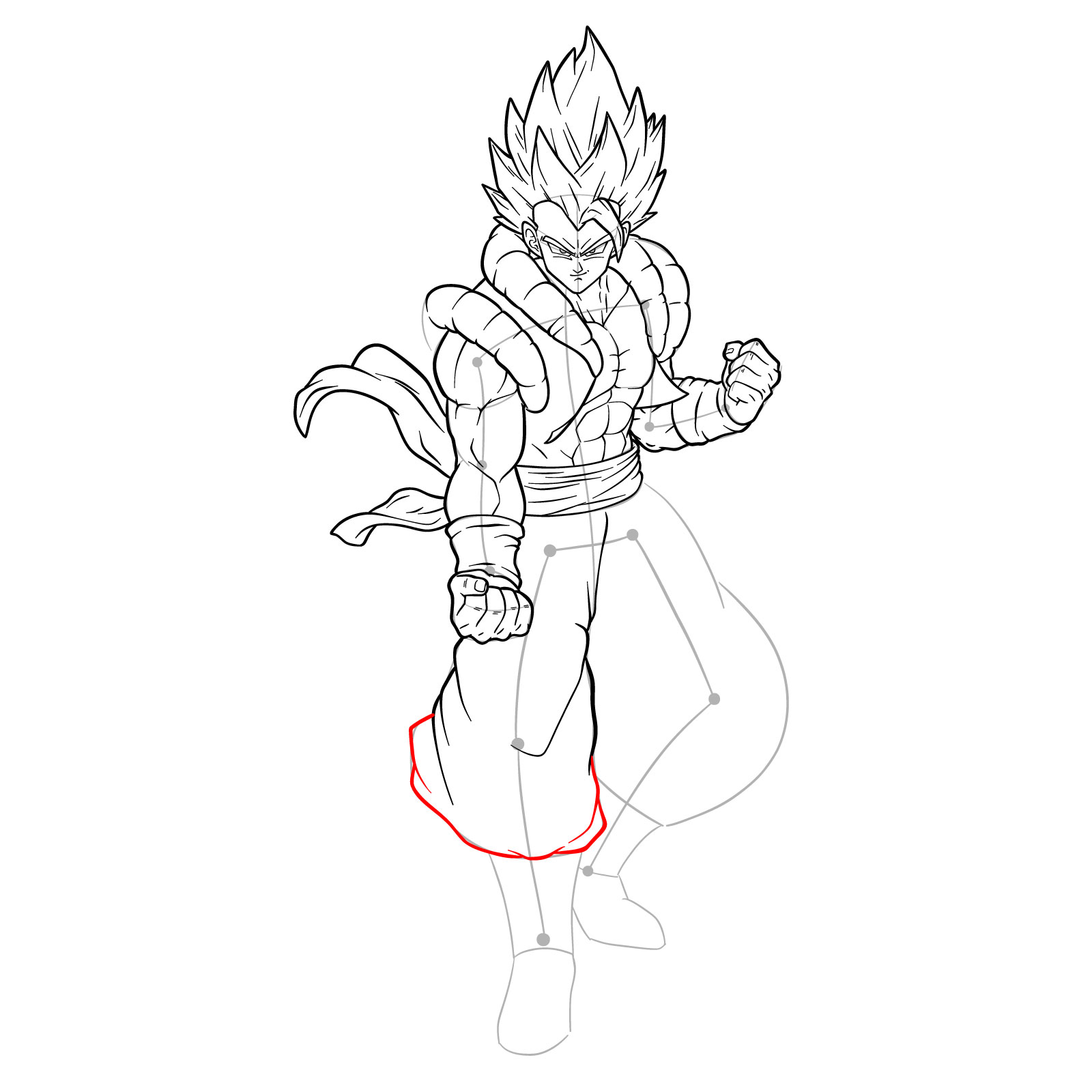 How to draw Gogeta Super Saiyan Blue - step 40