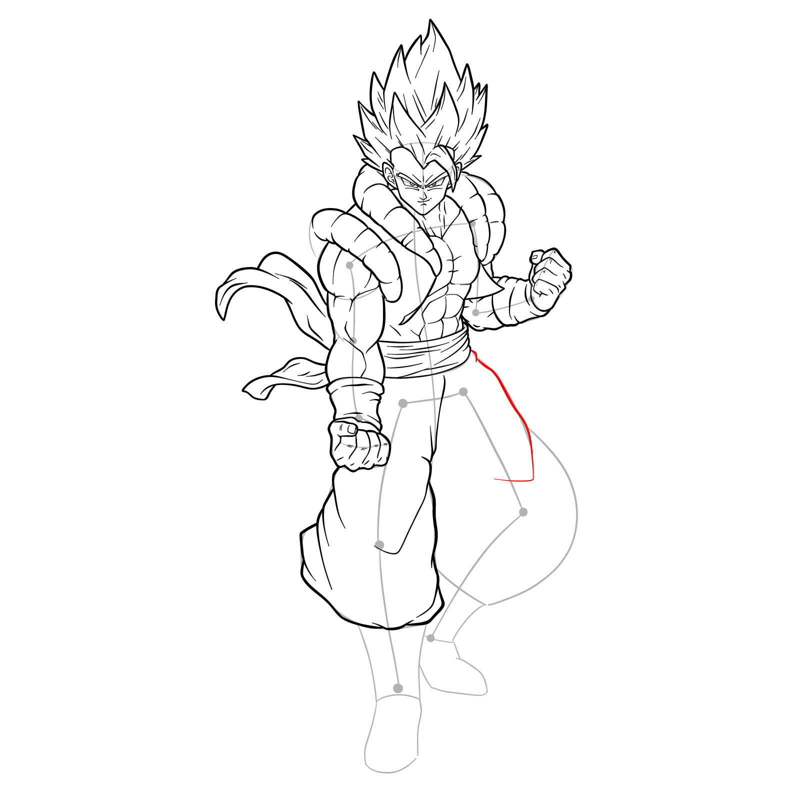 How to draw Gogeta Super Saiyan Blue - step 41