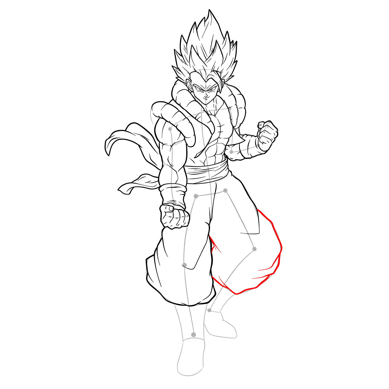 How to draw Gogeta Super Saiyan Blue - step 42