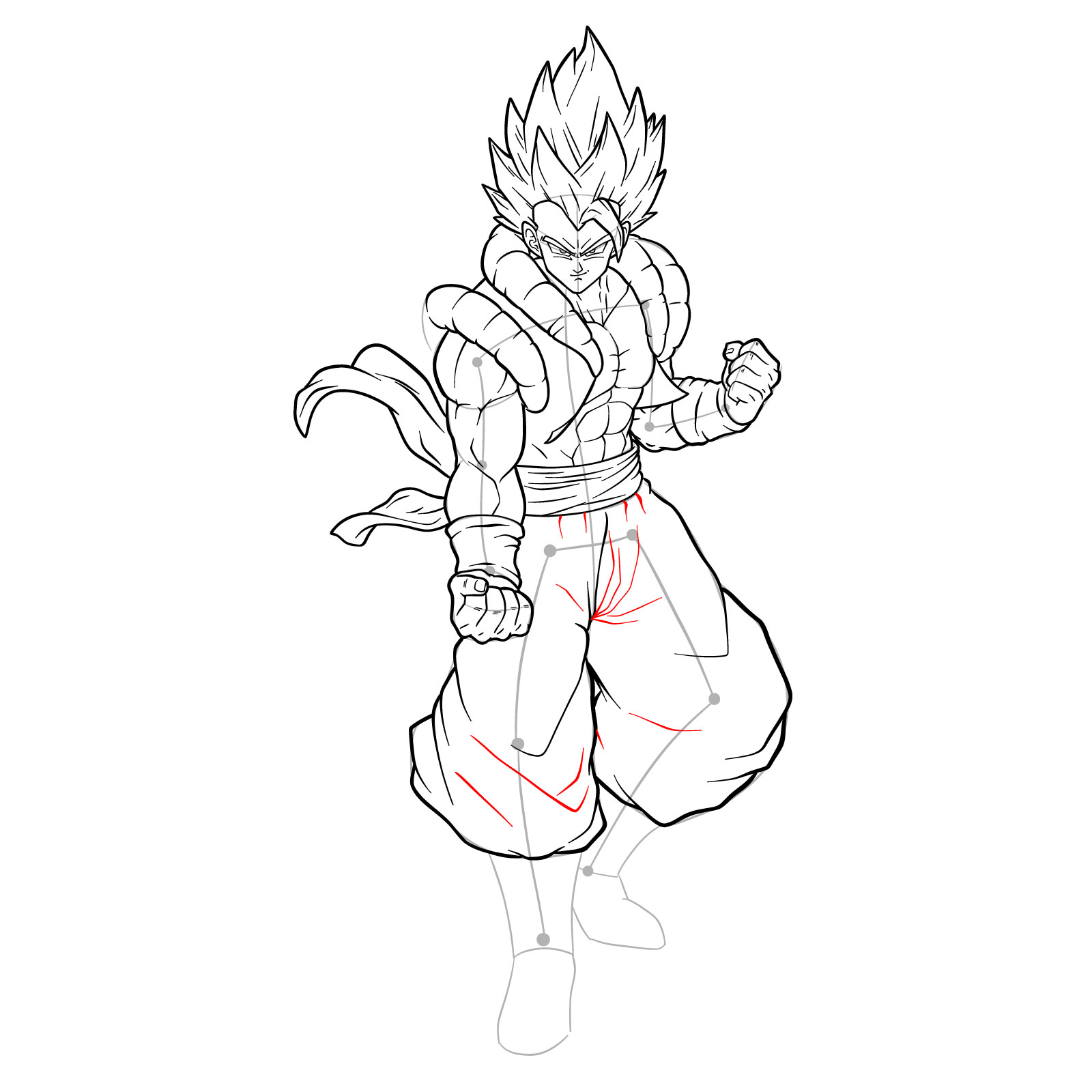 How to draw Gogeta Super Saiyan Blue - step 43