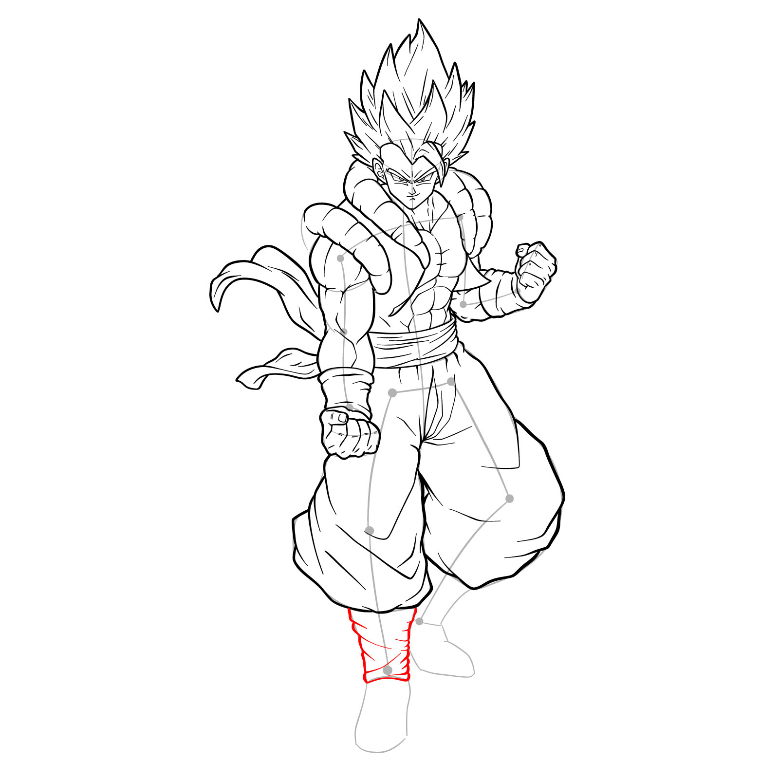 How to draw Gogeta Super Saiyan Blue - step 44