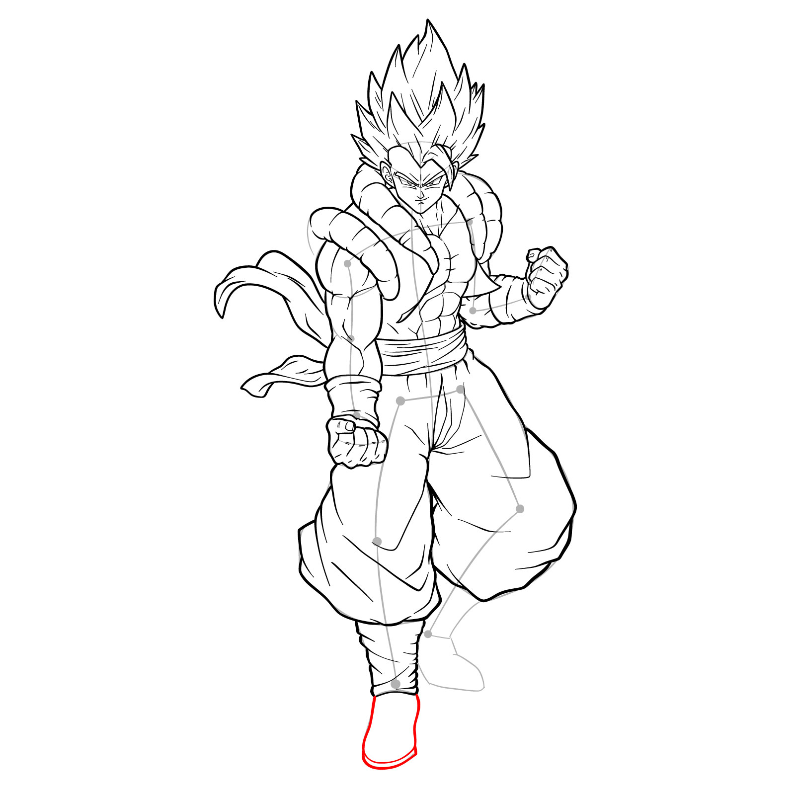 How to draw Gogeta Super Saiyan Blue - step 45