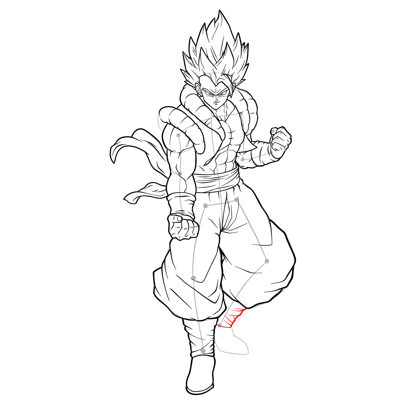 How to draw Gogeta Super Saiyan Blue - step 46