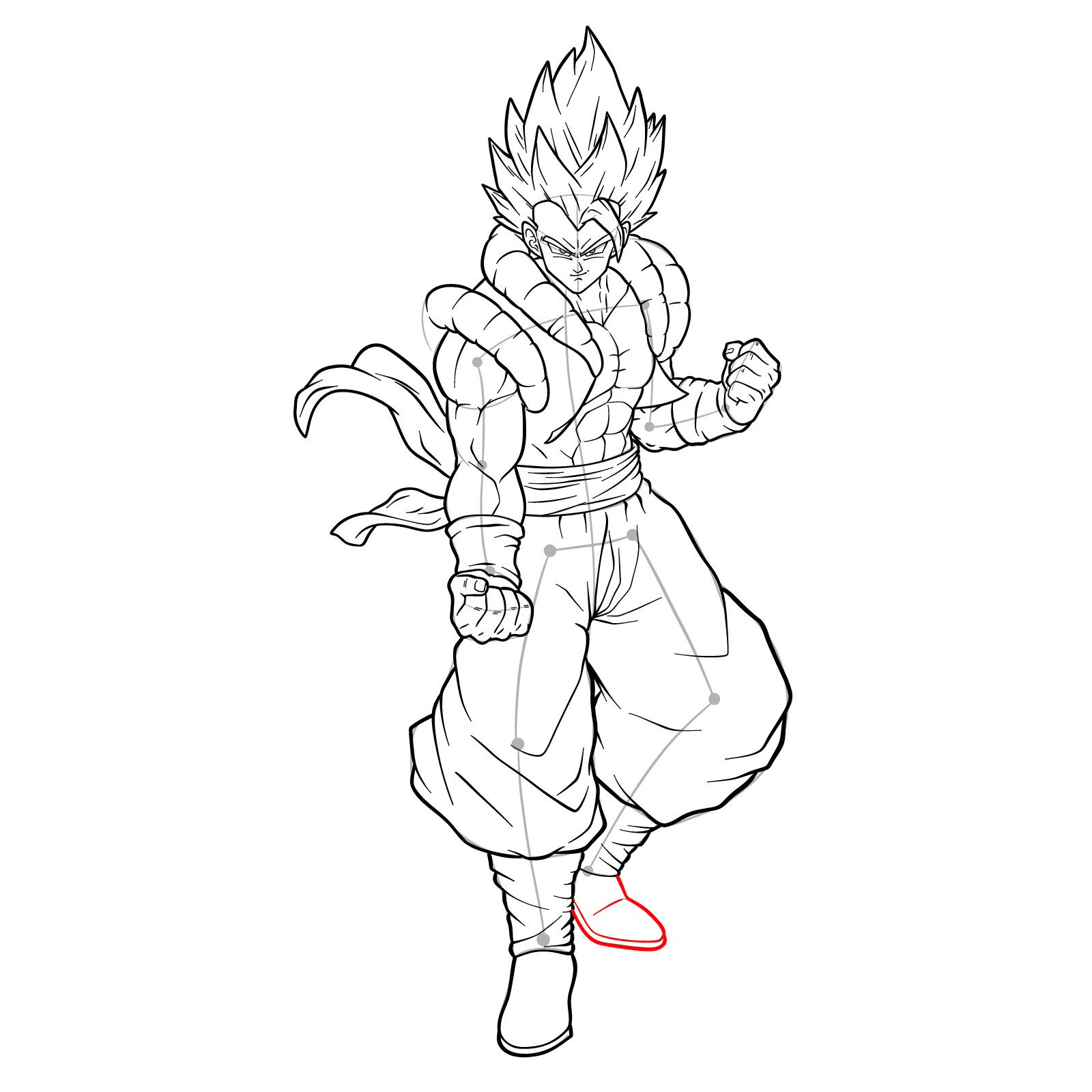 How to draw Gogeta Super Saiyan Blue - step 47