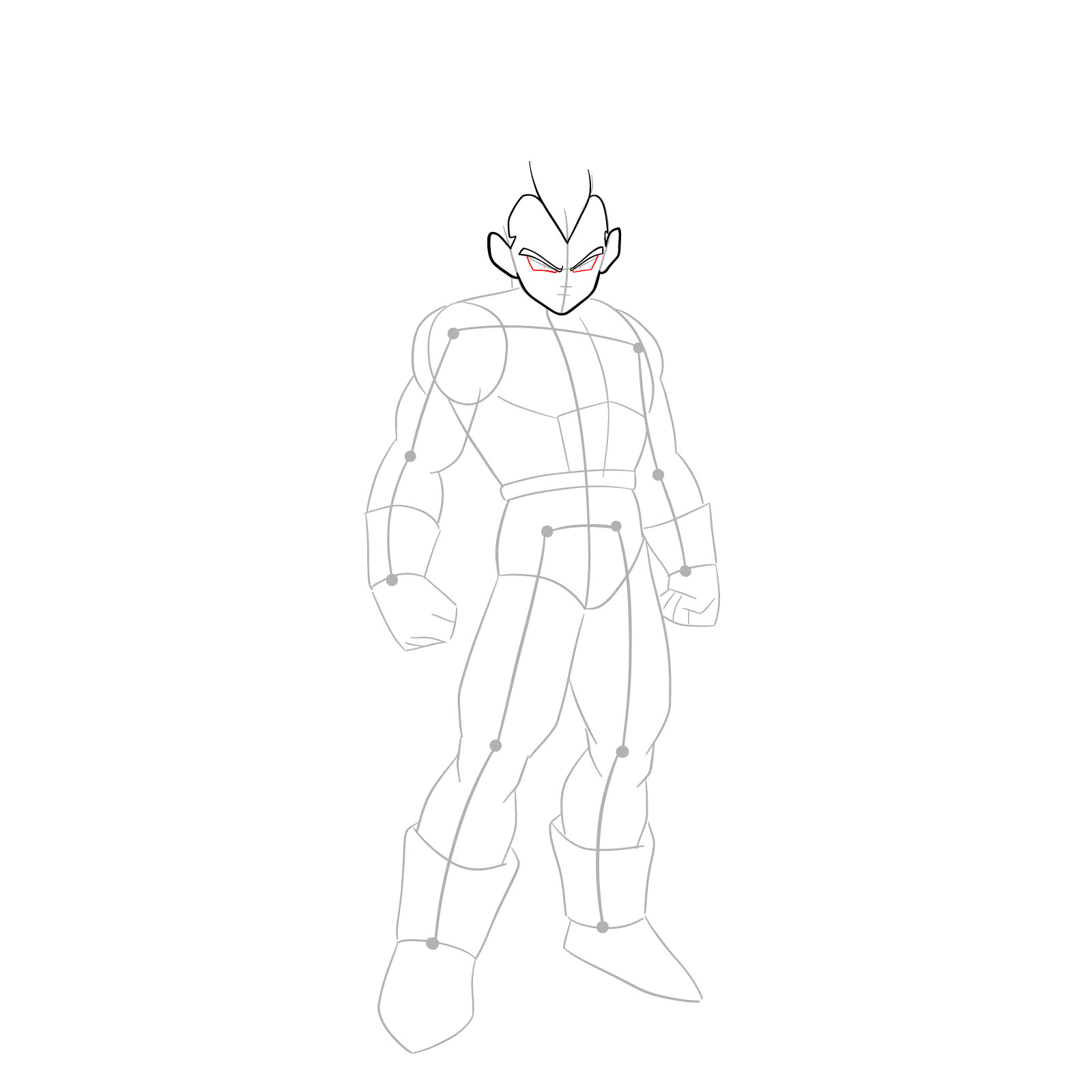 How to draw Vegeta in SSGSS - step 09