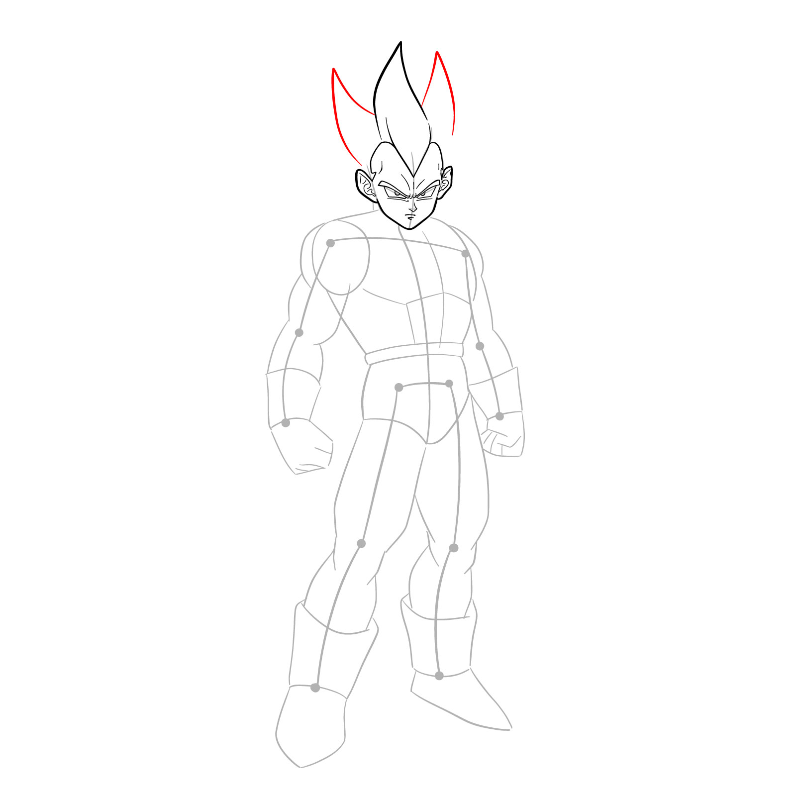 How to draw Vegeta in SSGSS - step 14