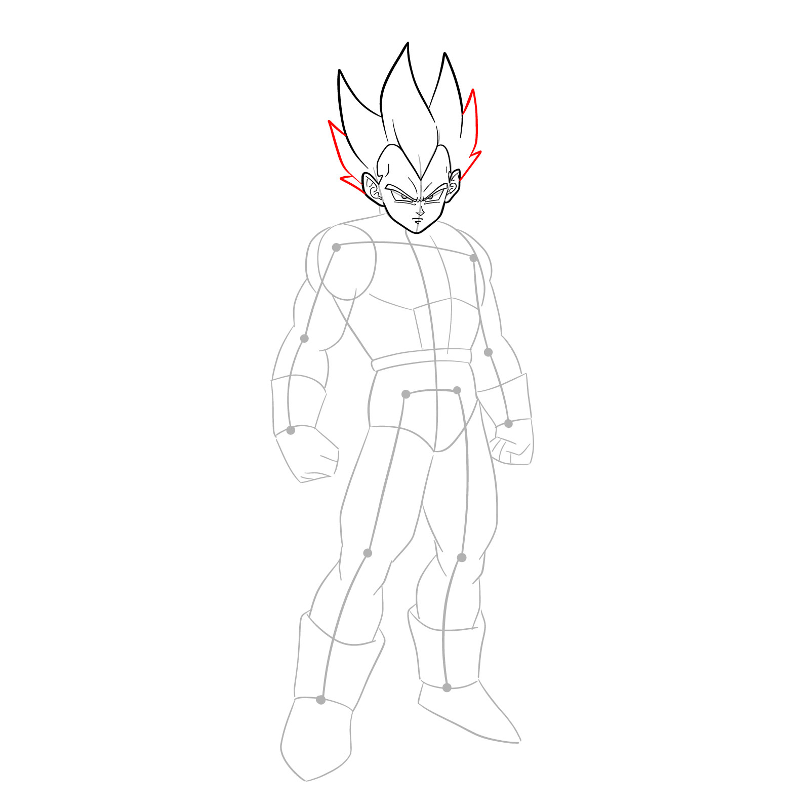 How to draw Vegeta in SSGSS - step 15