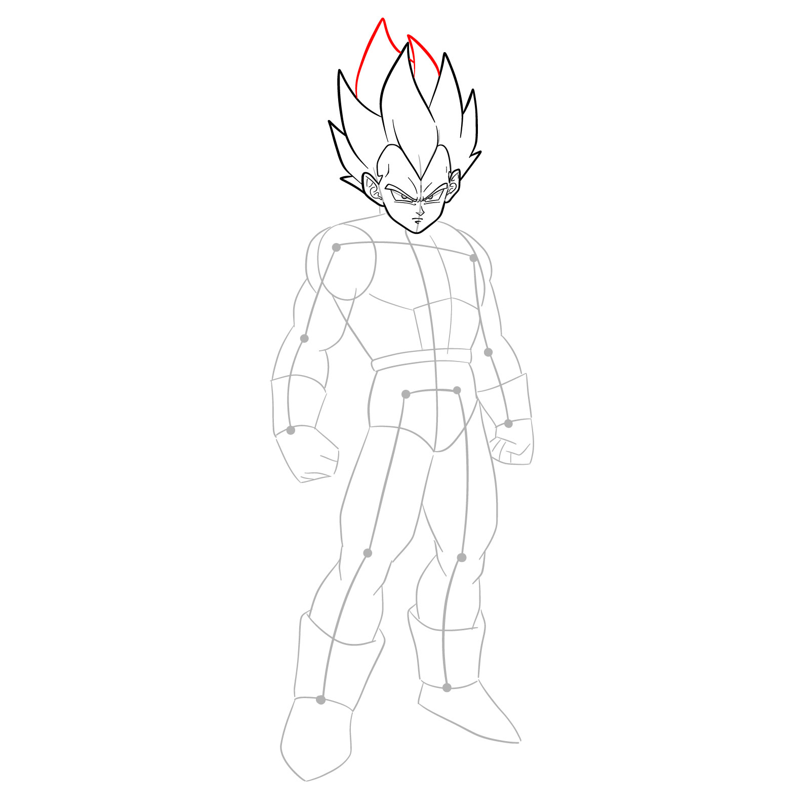 How to draw Vegeta in SSGSS - step 16