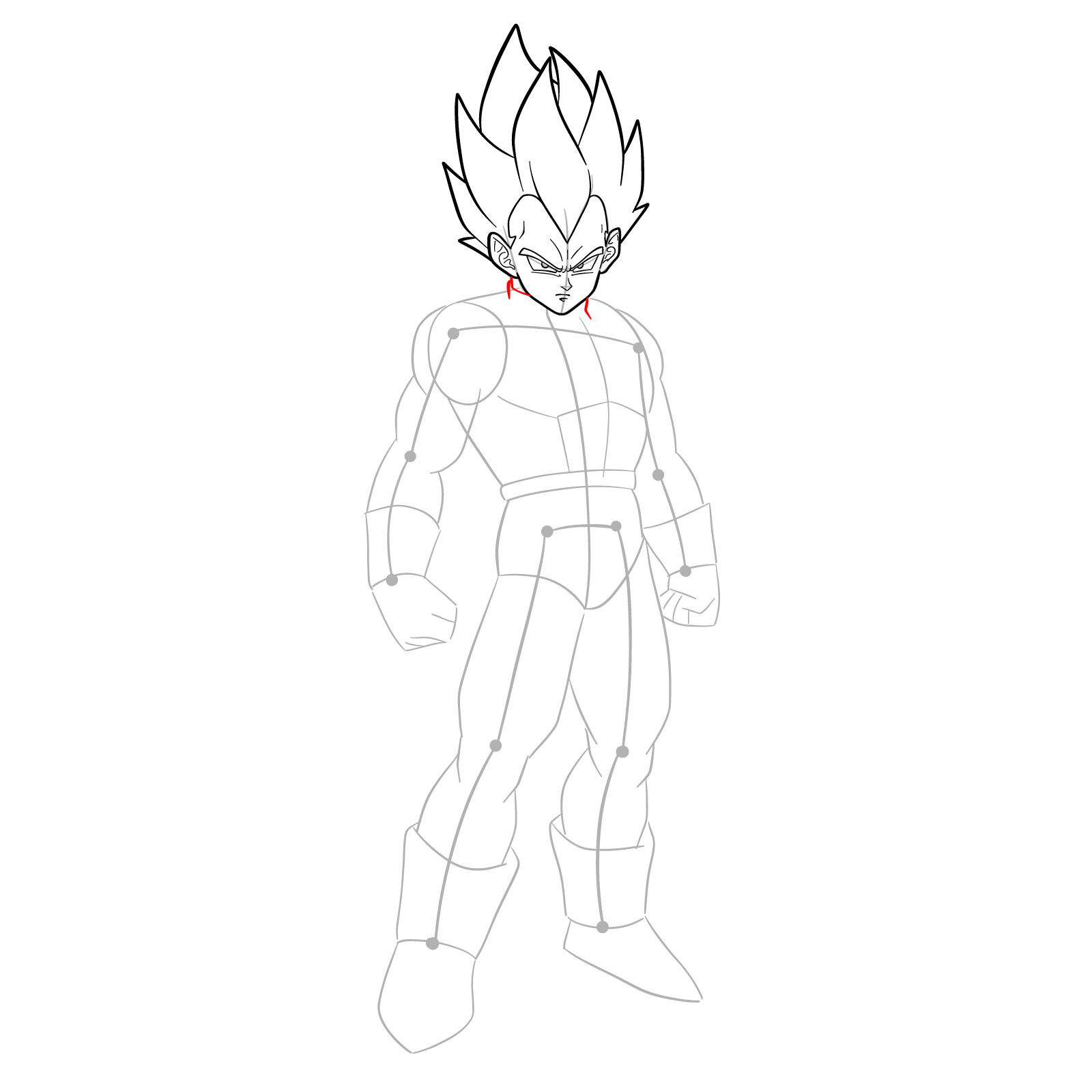 How to draw Vegeta in SSGSS - step 17