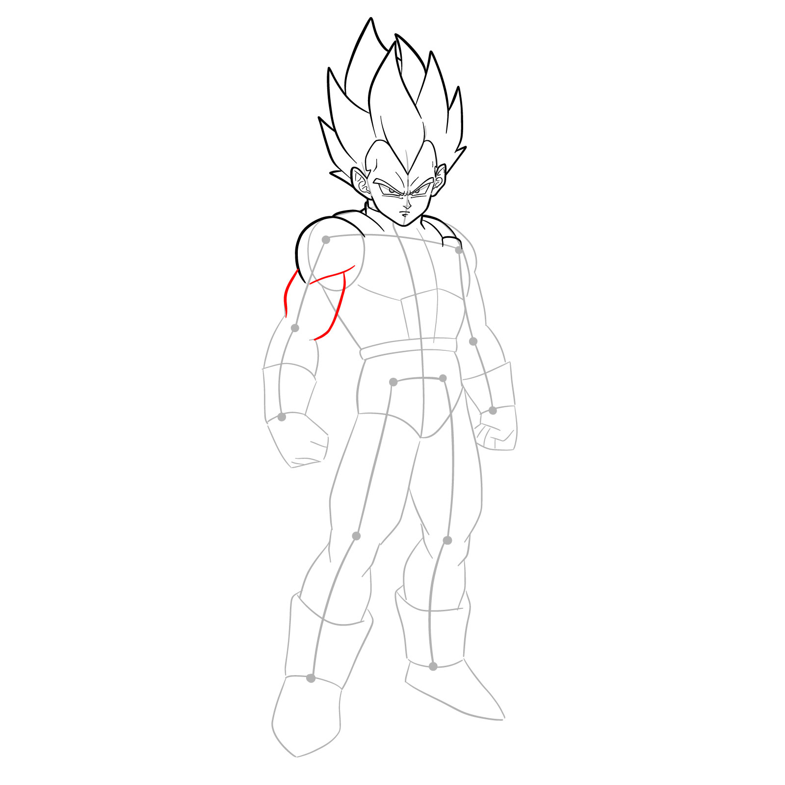 How to draw Vegeta in SSGSS - step 19